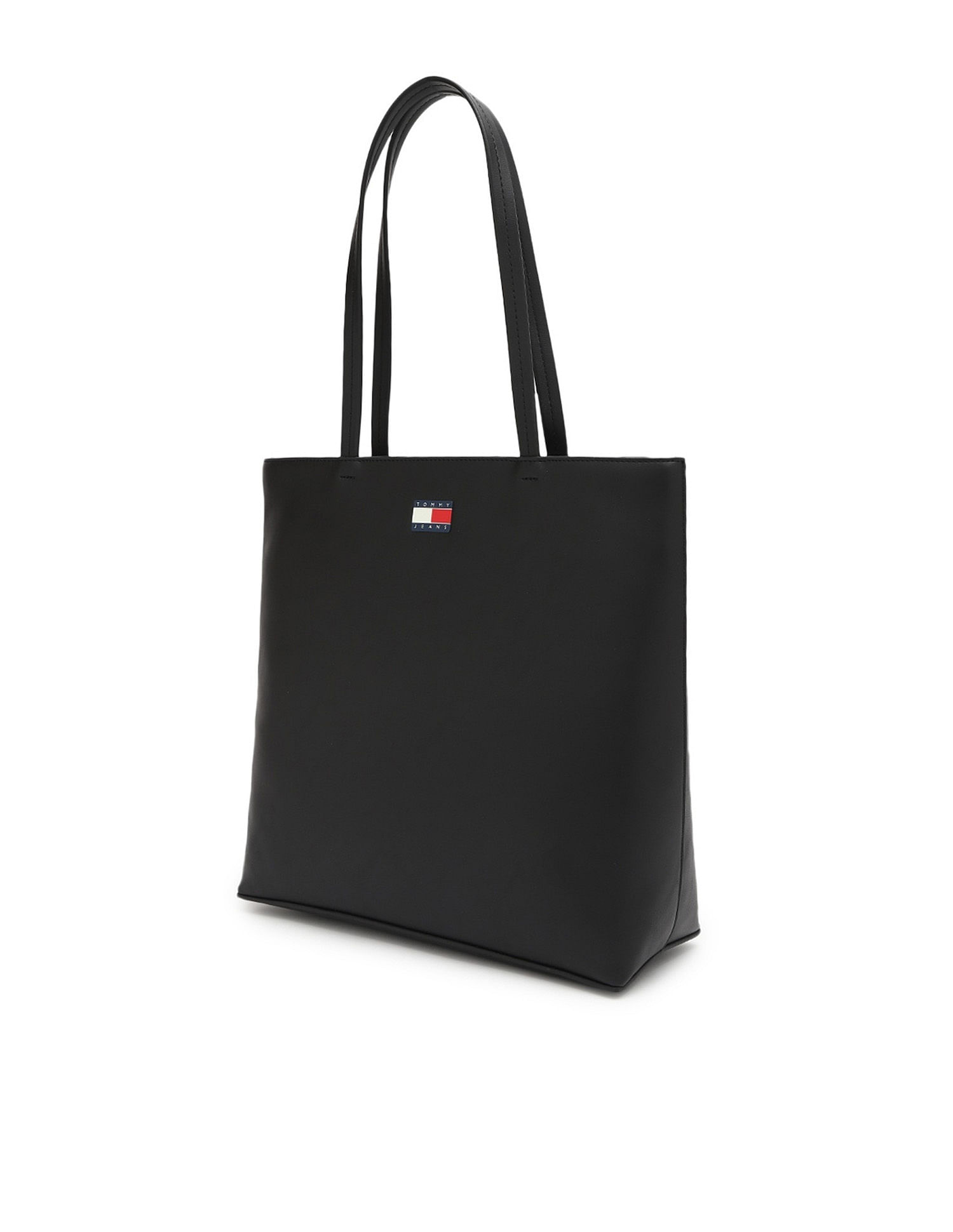 Tommy Hilfiger Solid Black Pu Tote Bag