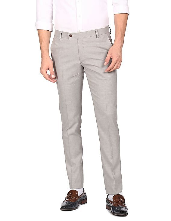 Buy Arrow Men Grey Hudson Tailored Fit Check Formal Trousers  NNNOWcom