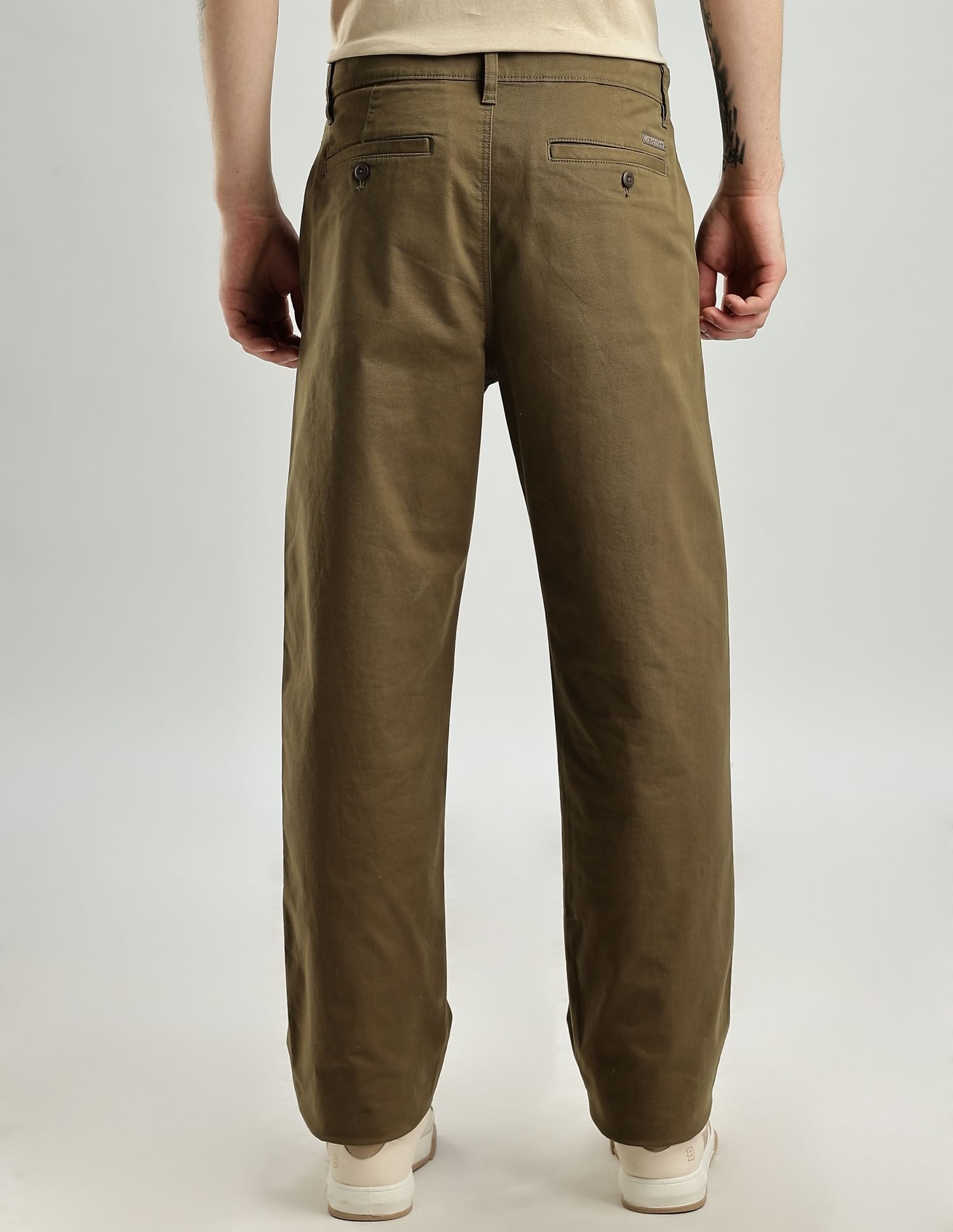Calvin Klein Jeans Straight-Fit Solid Mid Rise Trousers