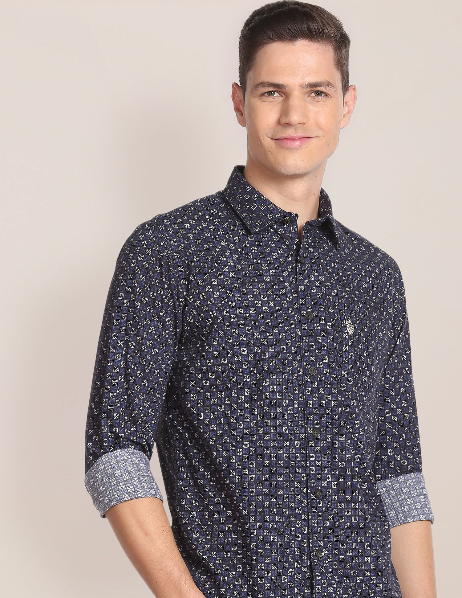 U.S. Polo Assn. Spread Collar Cotton Casual Shirt