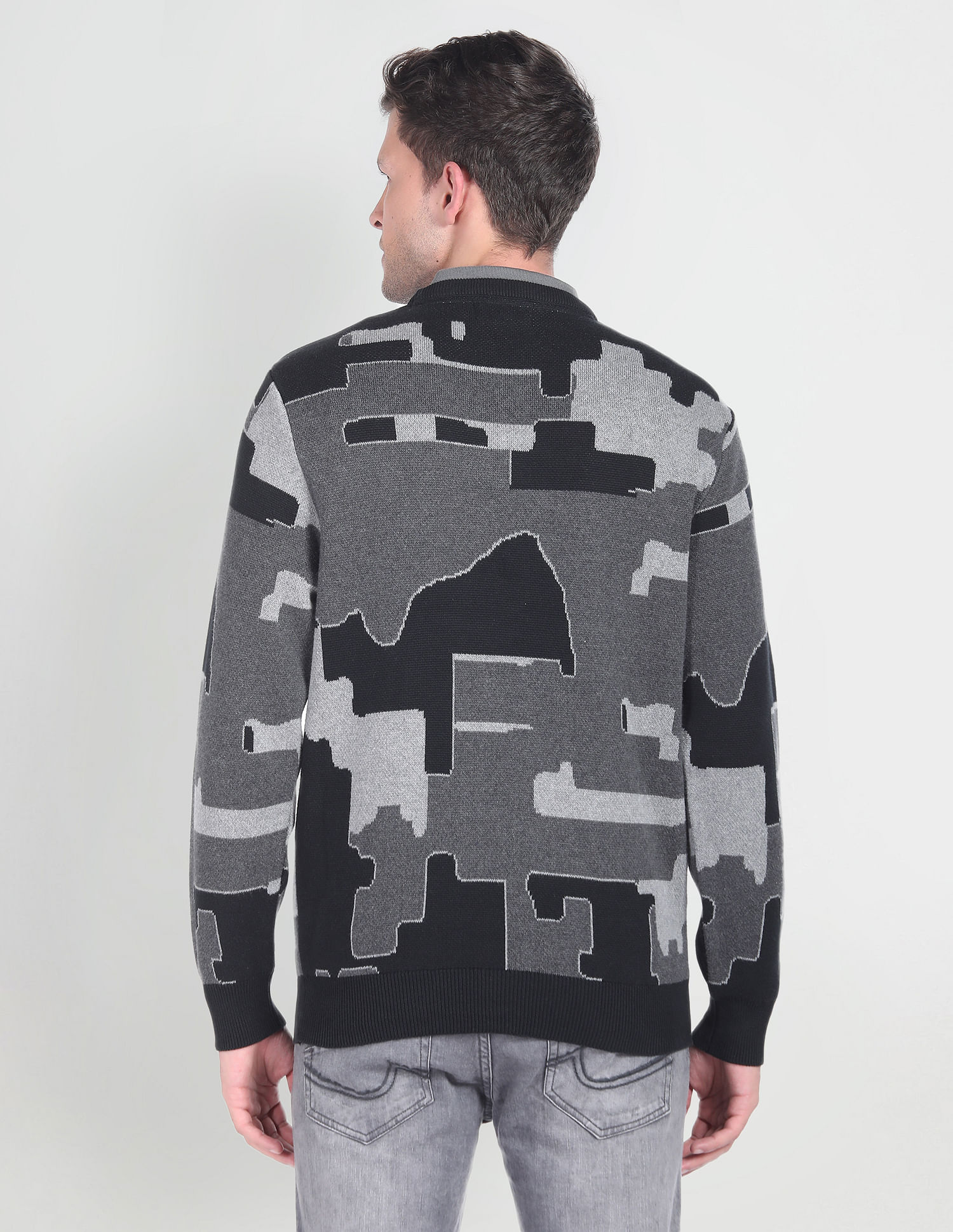 U.S. Polo Assn. Denim Co. Crew Neck Brand Patterned Sweater