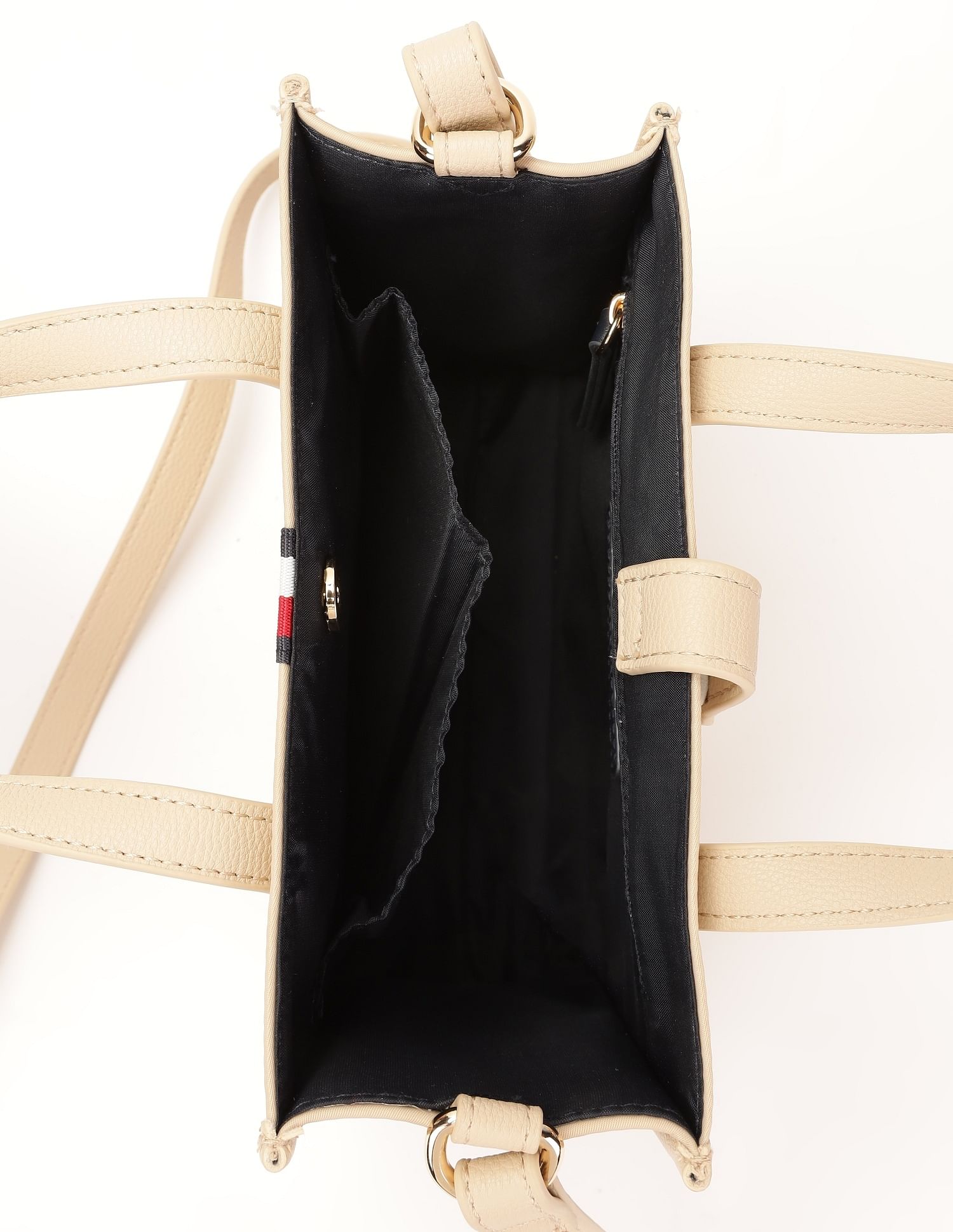Tommy Hilfiger Solid Beige Nylon Handbag