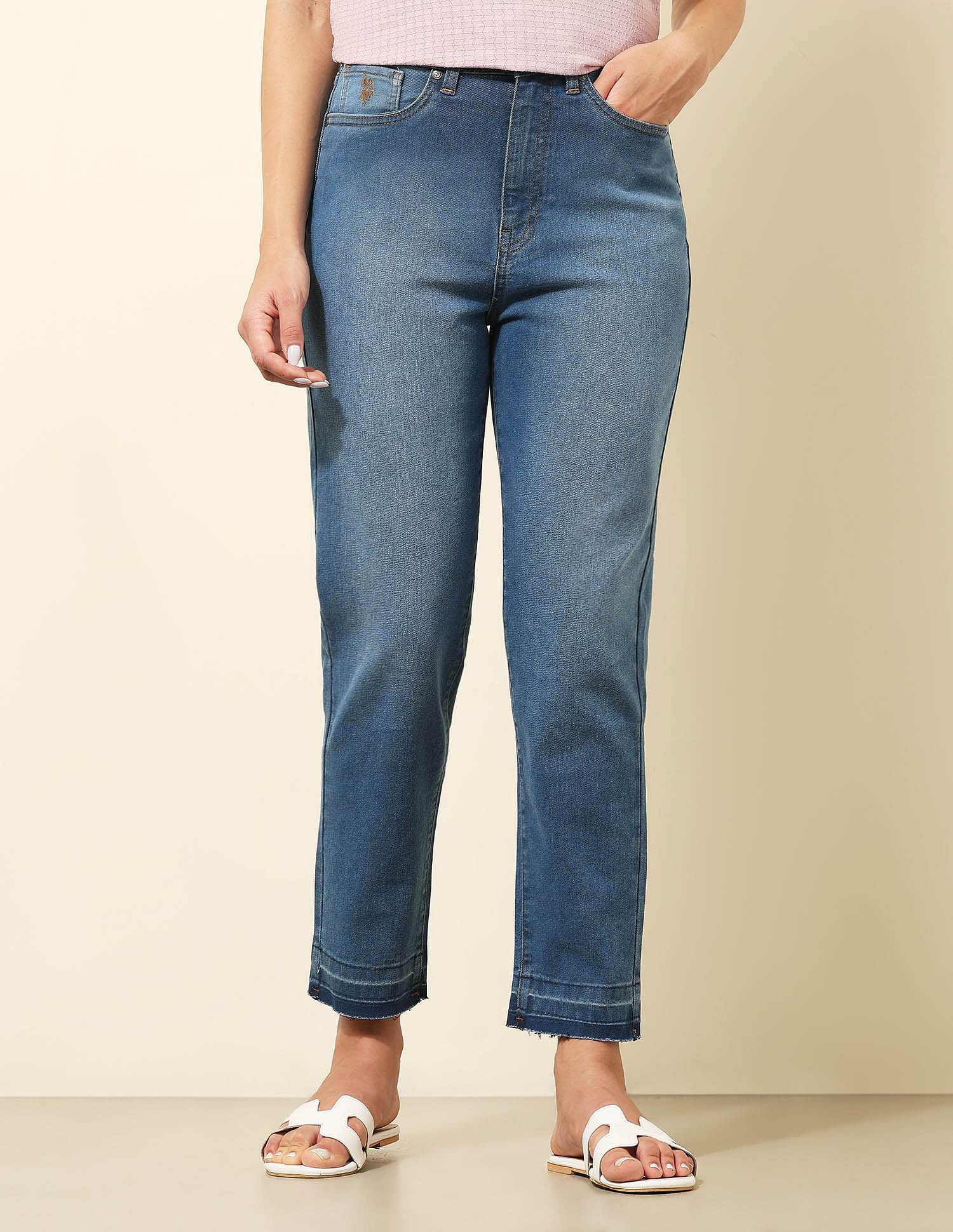 U.S. Polo Assn. Women High Rise Mom Fit Jeans