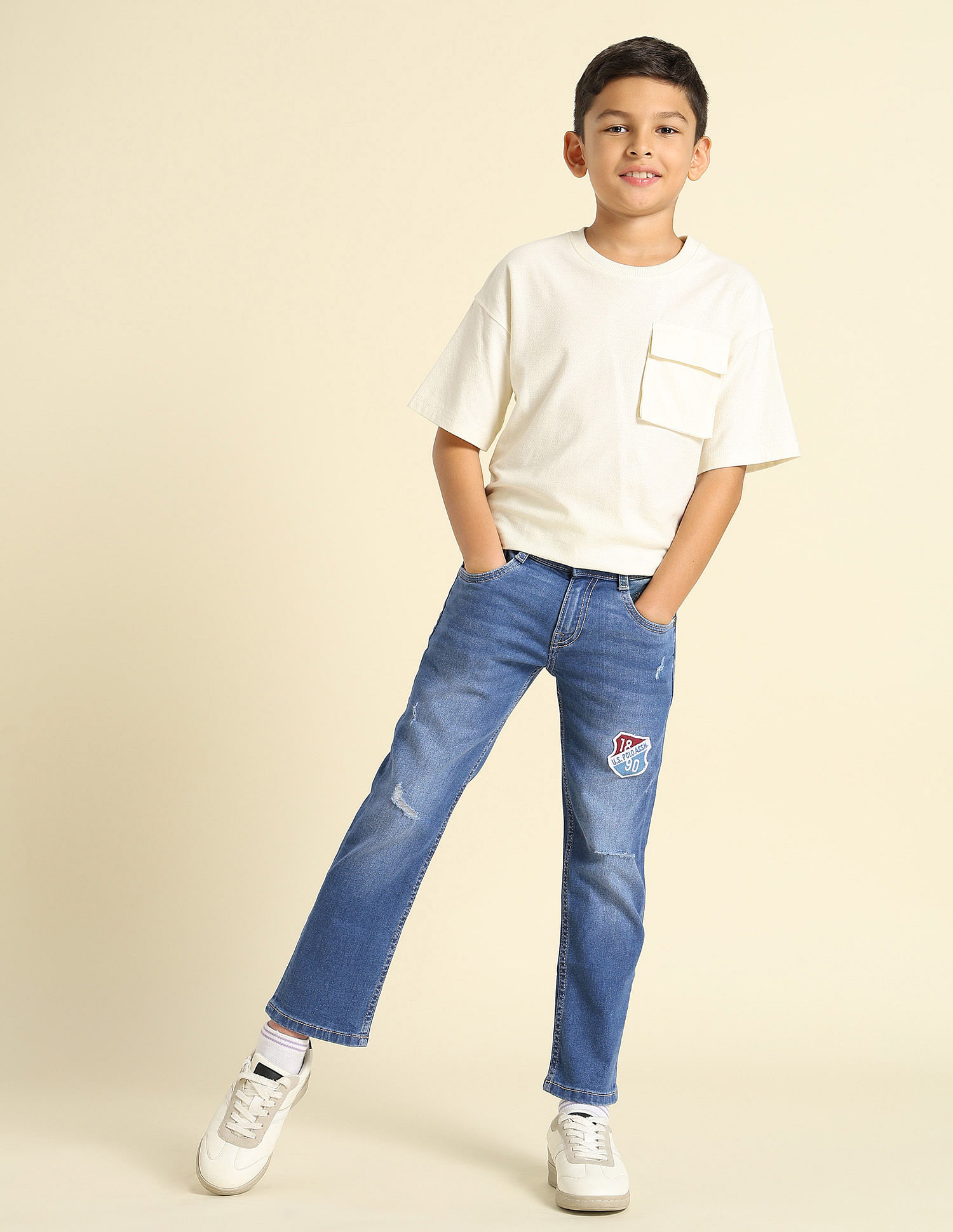 U.S. Polo Assn. Kids Boys Relaxed Fit Lightly Distressed Jeans