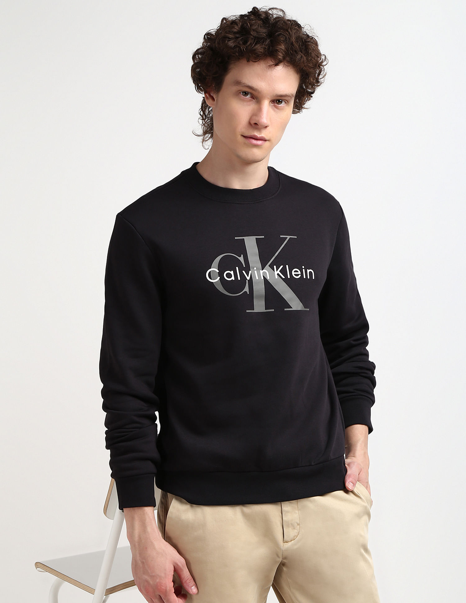 Buy Calvin Klein Monogram Fleece Crew Neck Sweatshirt NNNOW