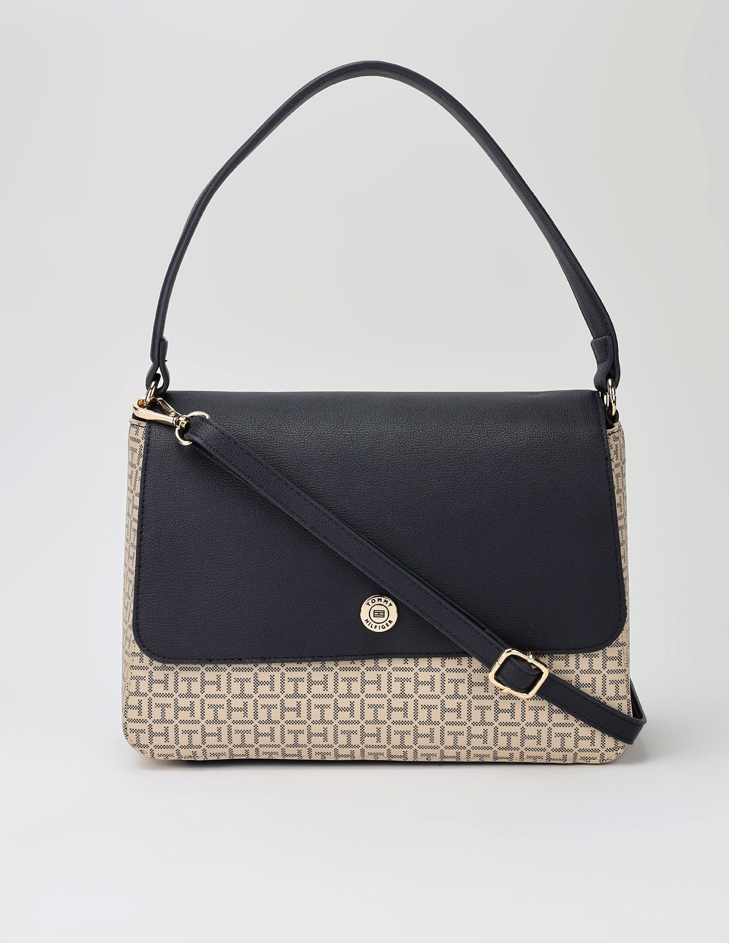 Tommy Hilfiger Logo Beige Pvc Hand Bag