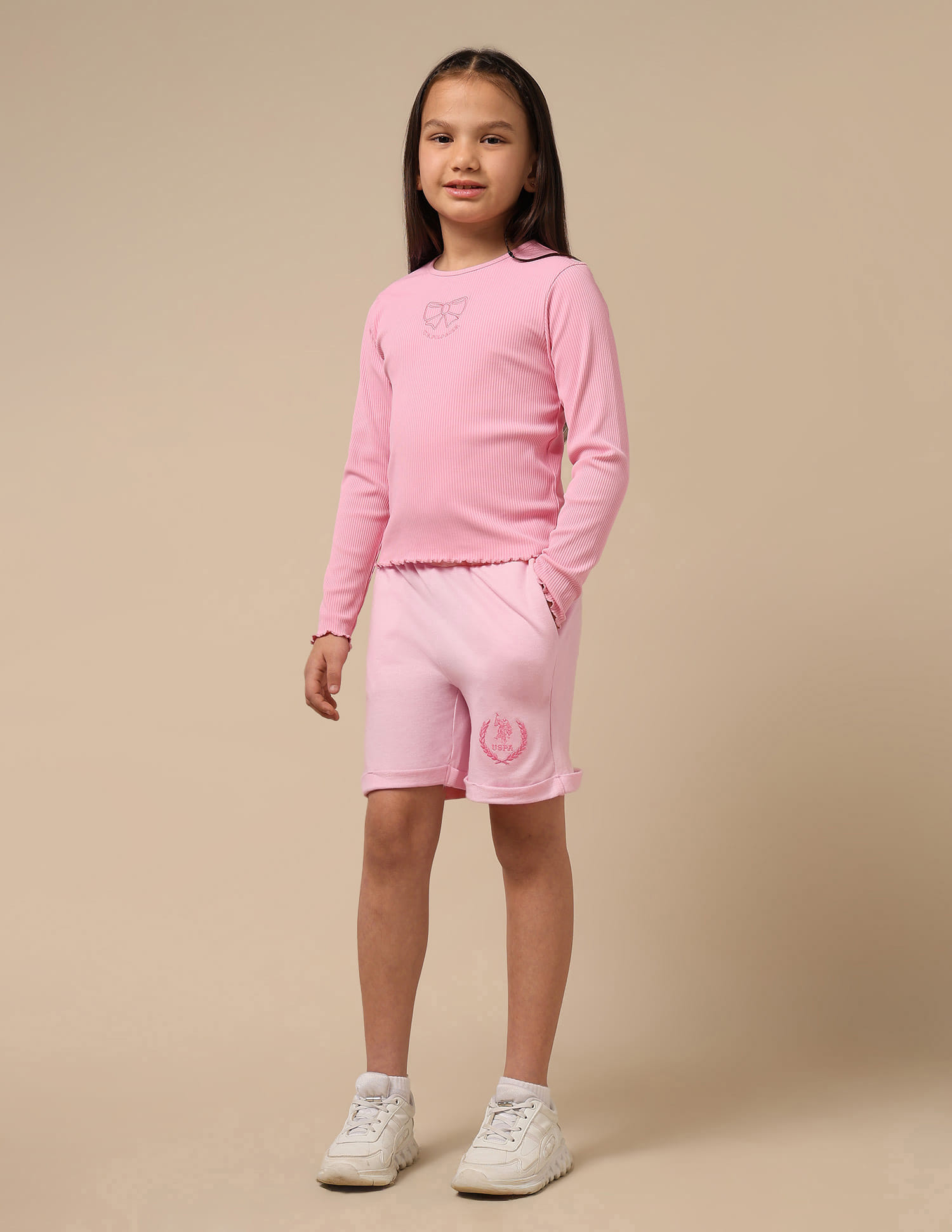 Buy U.S. Polo Assn. Kids Girls Crest Knit Shorts - NNNOW.com