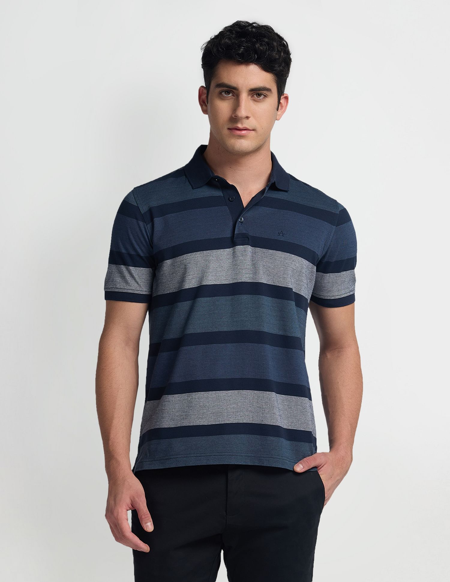 Arrow Horizontal Stripe Cotton Polo Shirt