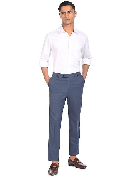 Buy Arrow Hudson Regular Fit Graph Check Formal Trousers - NNNOW.com