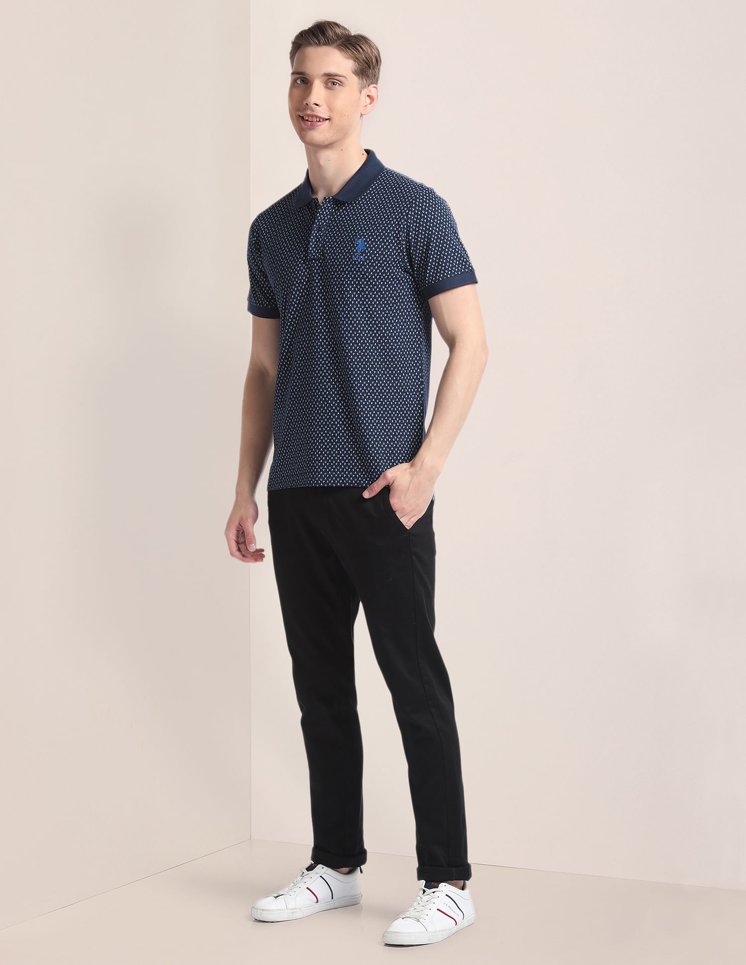 U.S. Polo Assn. Typography Print Slim Fit Polo Shirt