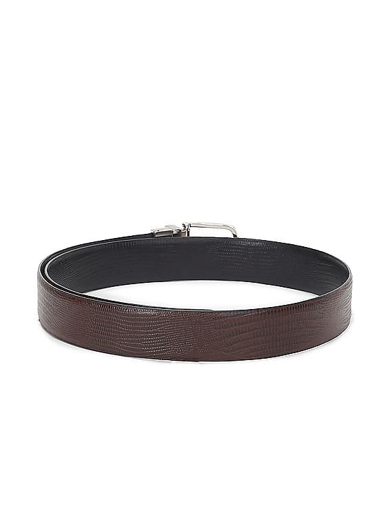 Belt in Foresta Brown with black contrast stitch and brass buckle – Coco &  Blu