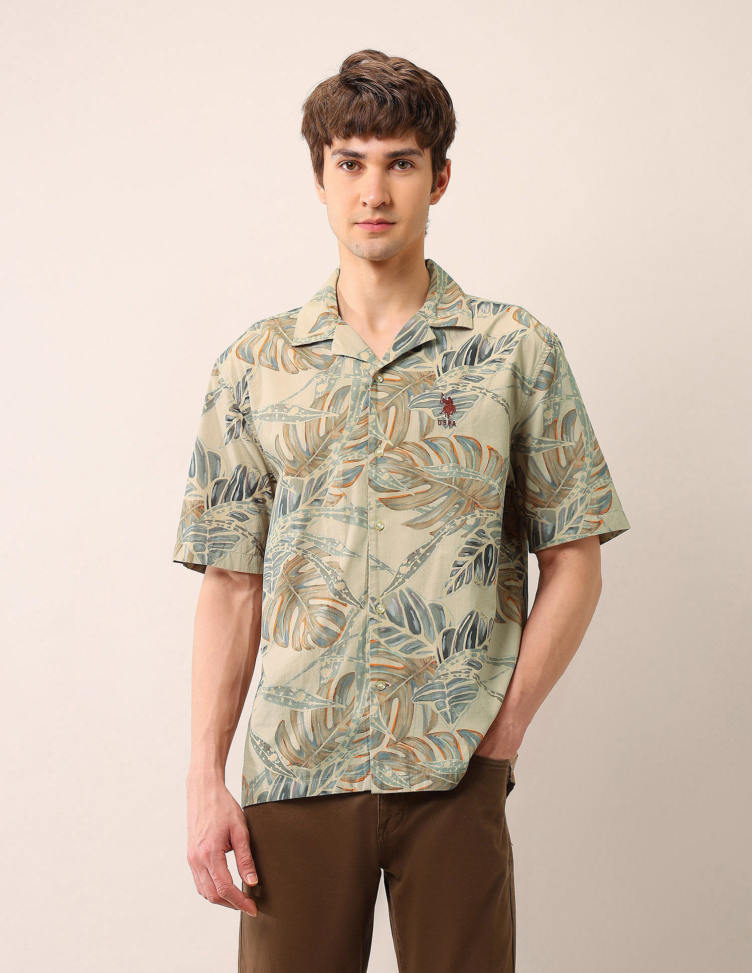 U.S. Polo Assn. Denim Co. Tropical Printed Cuban Shirt