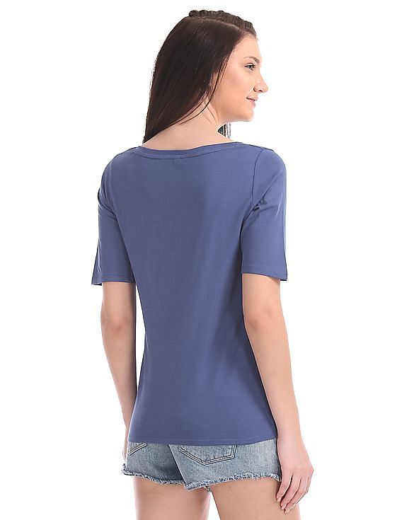 U.S. Polo Assn. Women Crew Neck Horse Print T-Shirt