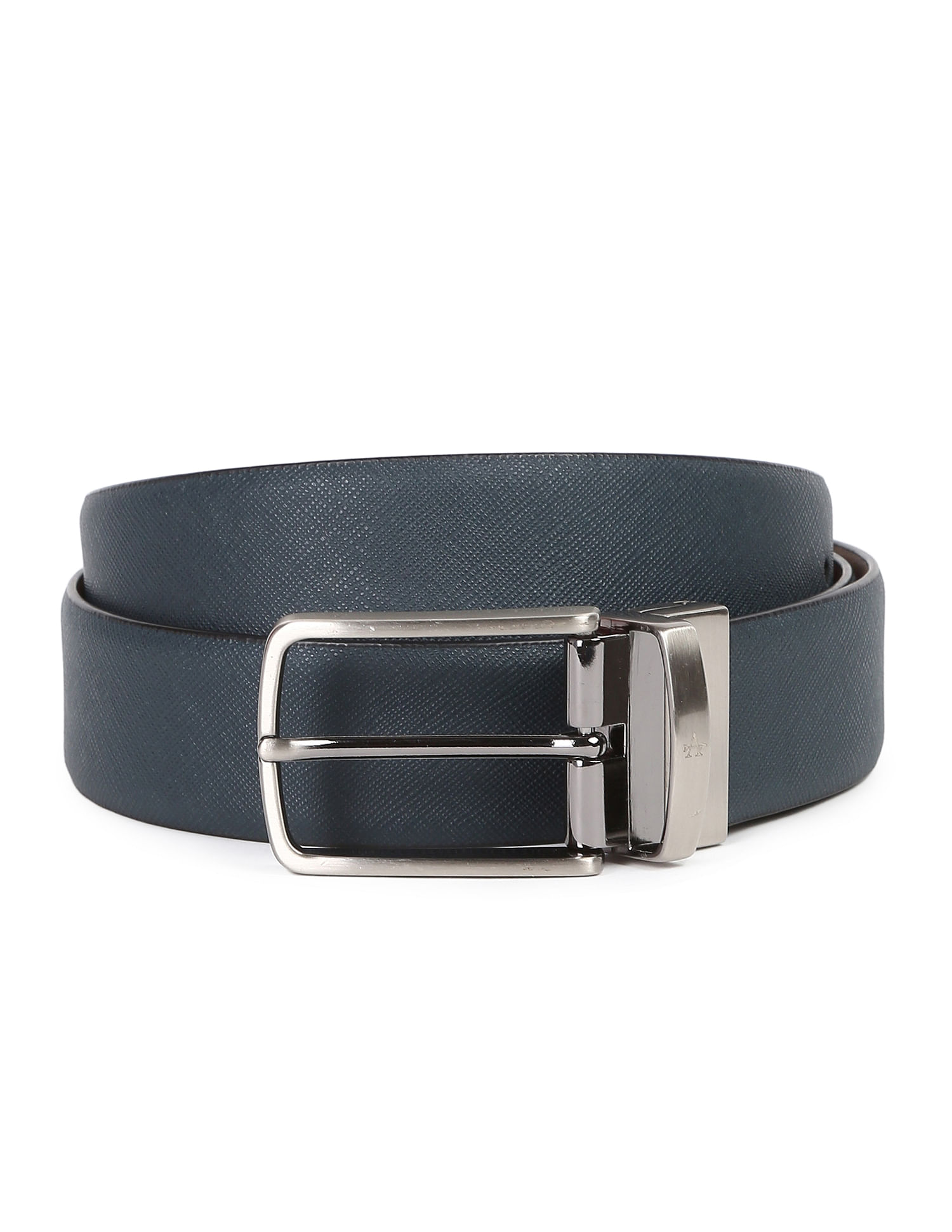 Arrow Monogram Buckle Reversible London Belt, Blue (40)