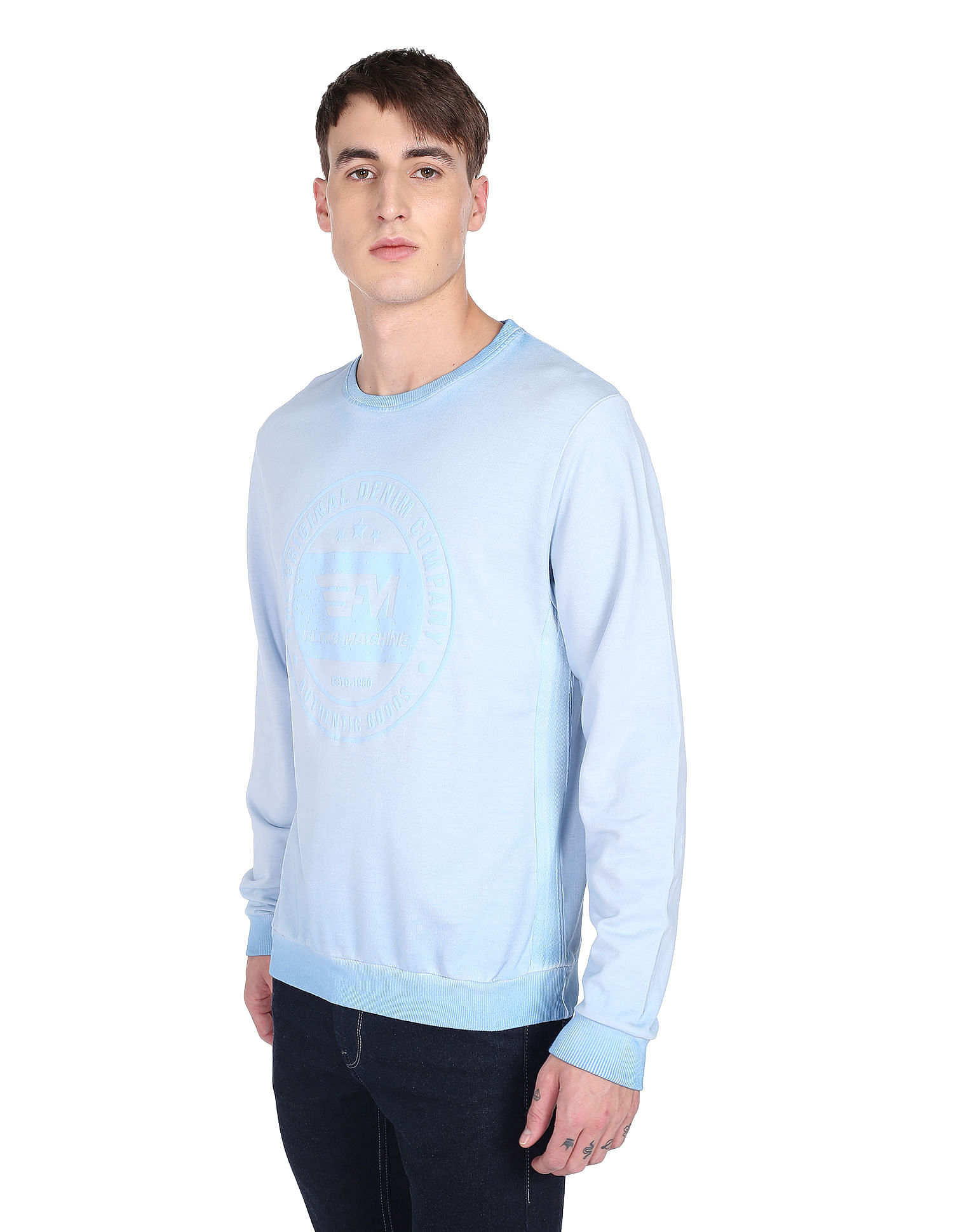 Flying Machine Crew Neck Printed Sweatshirt