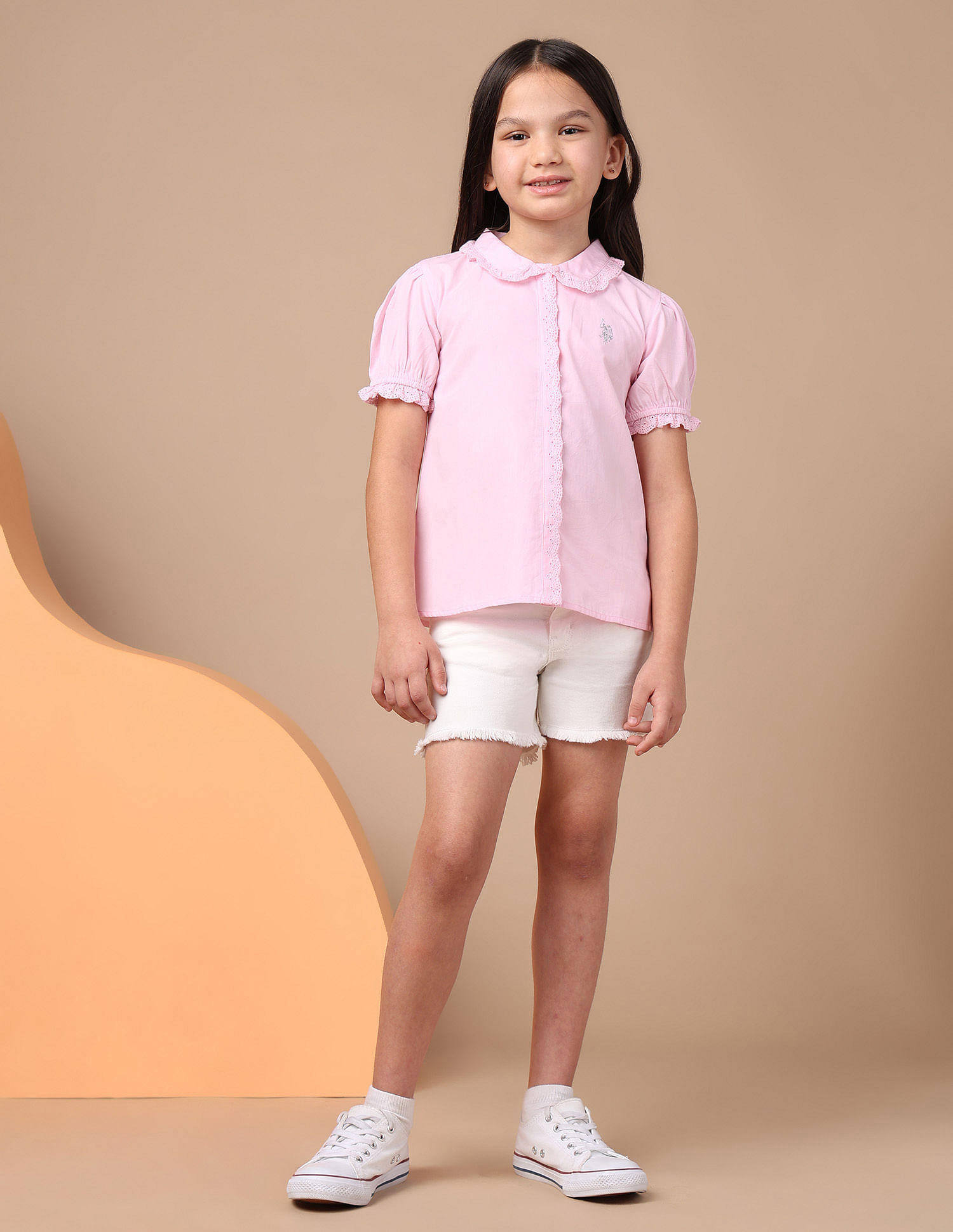 U.S. Polo Assn. Kids Girls Schiffli Top