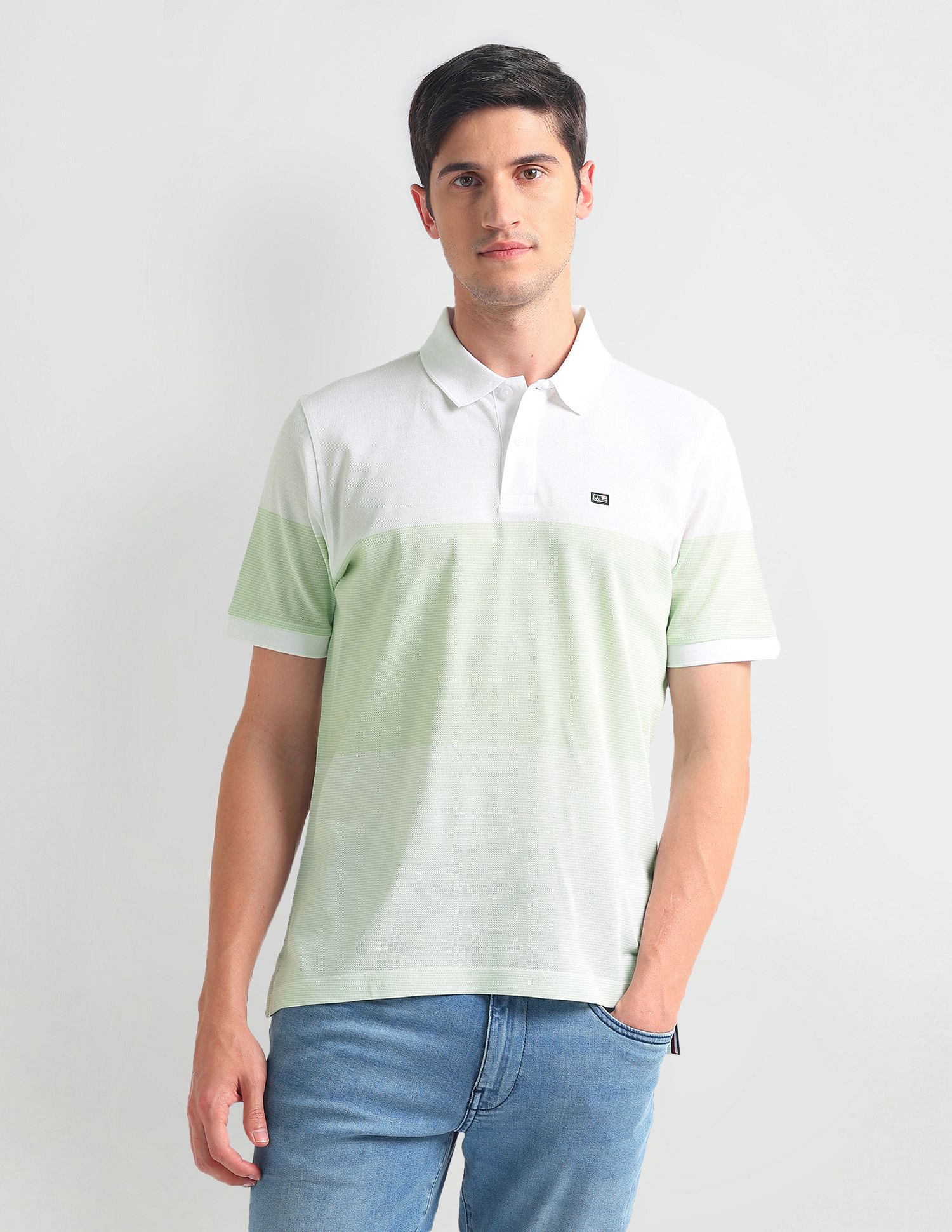Arrow Sports Colour Block Cotton Polo Shirt