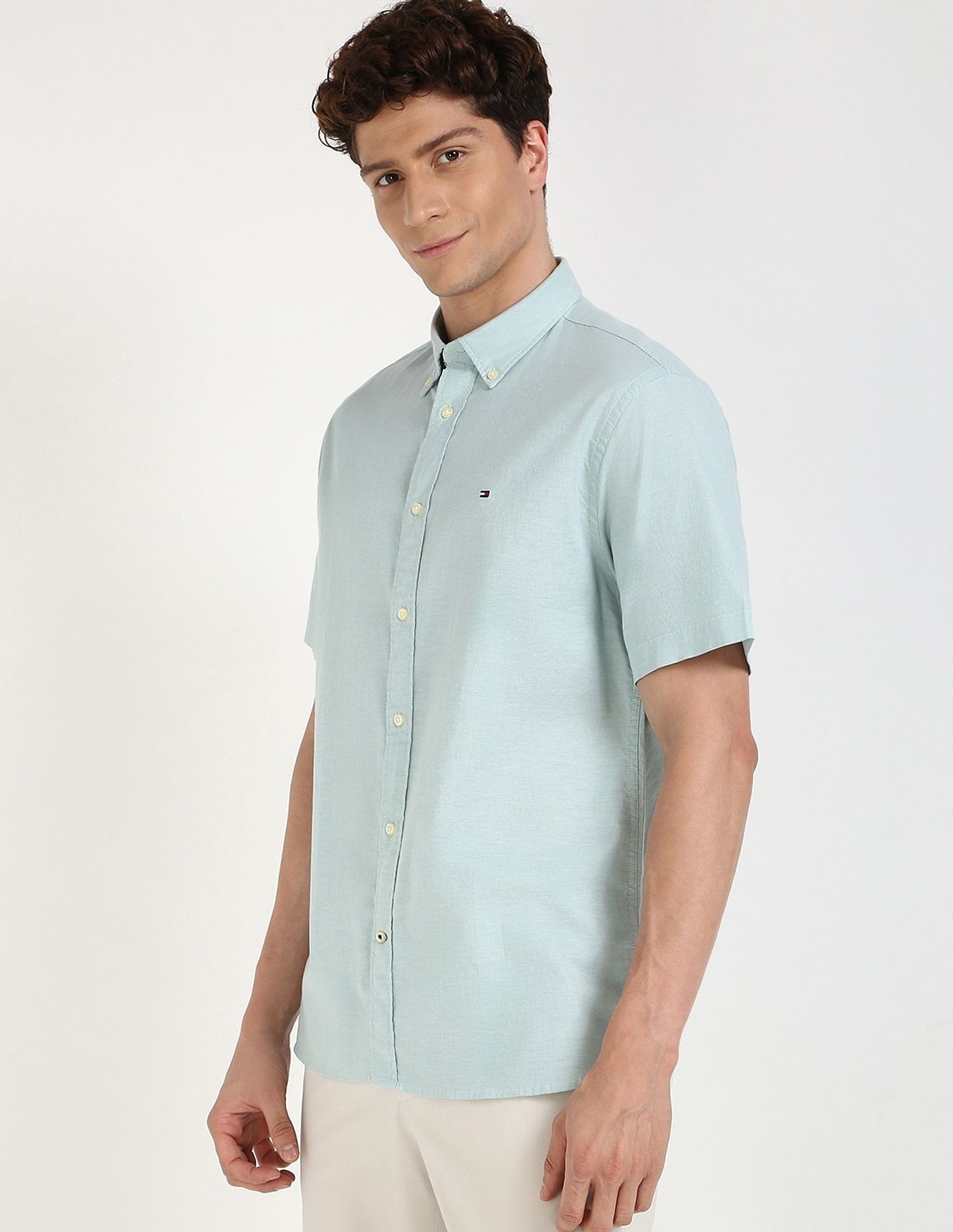 Tommy Hilfiger Solid Regular-Fit Cotton Shirt