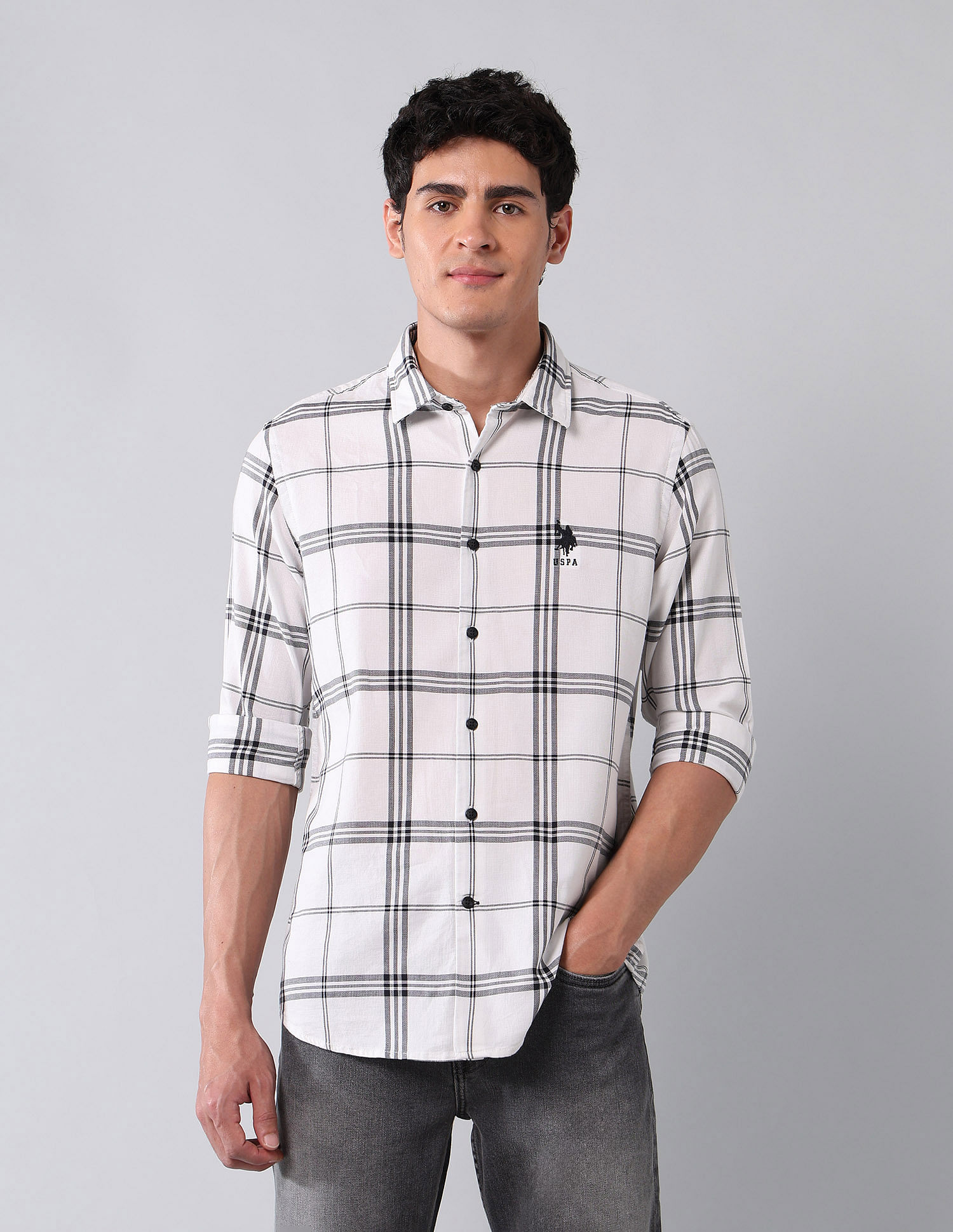U.S. Polo Assn. Denim Co. Grid Tattersall Checked Pure Cotton Shirt