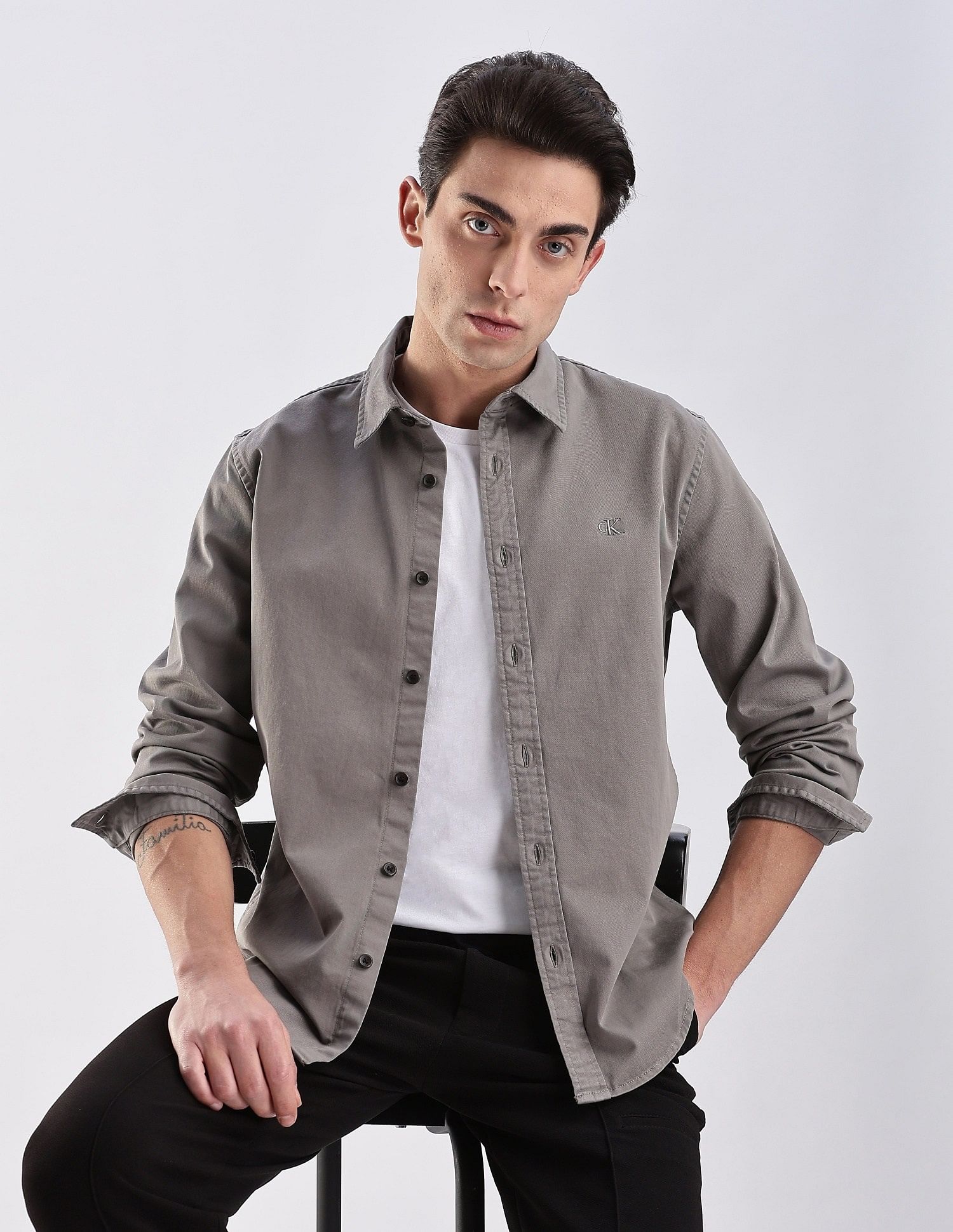 Calvin Klein Jeans Logo Regular Fit Denim Woven Shirt