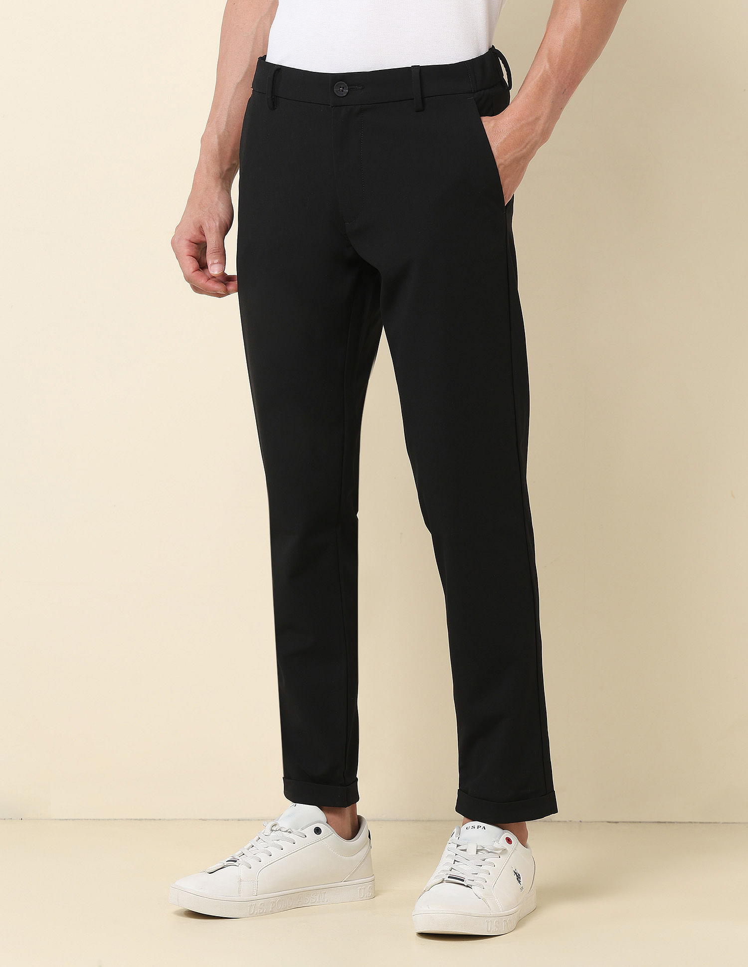 U.S. Polo Assn. Henry Tapered Fit Solid Trousers