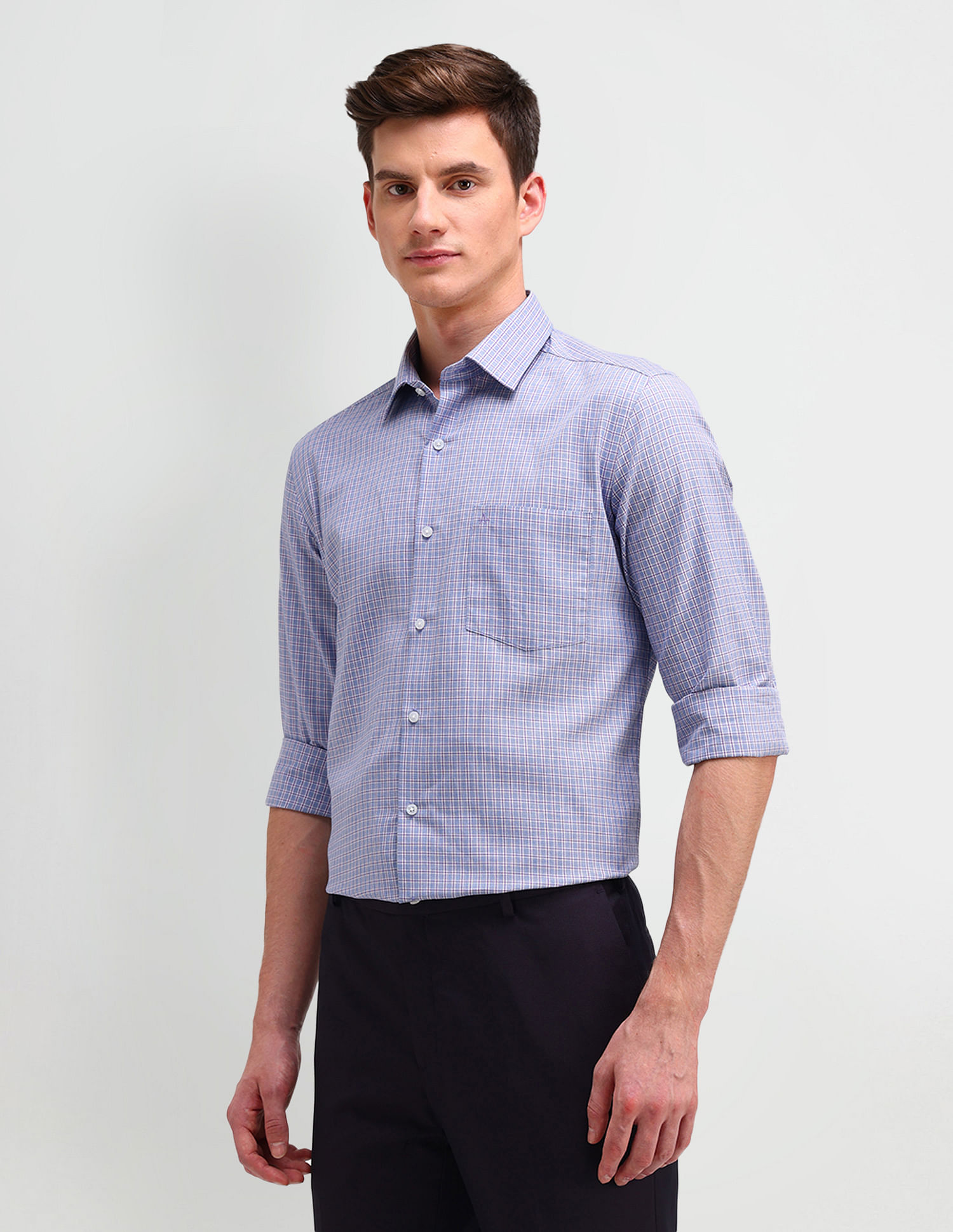 Arrow Slim Fit Micro Checked Shirt