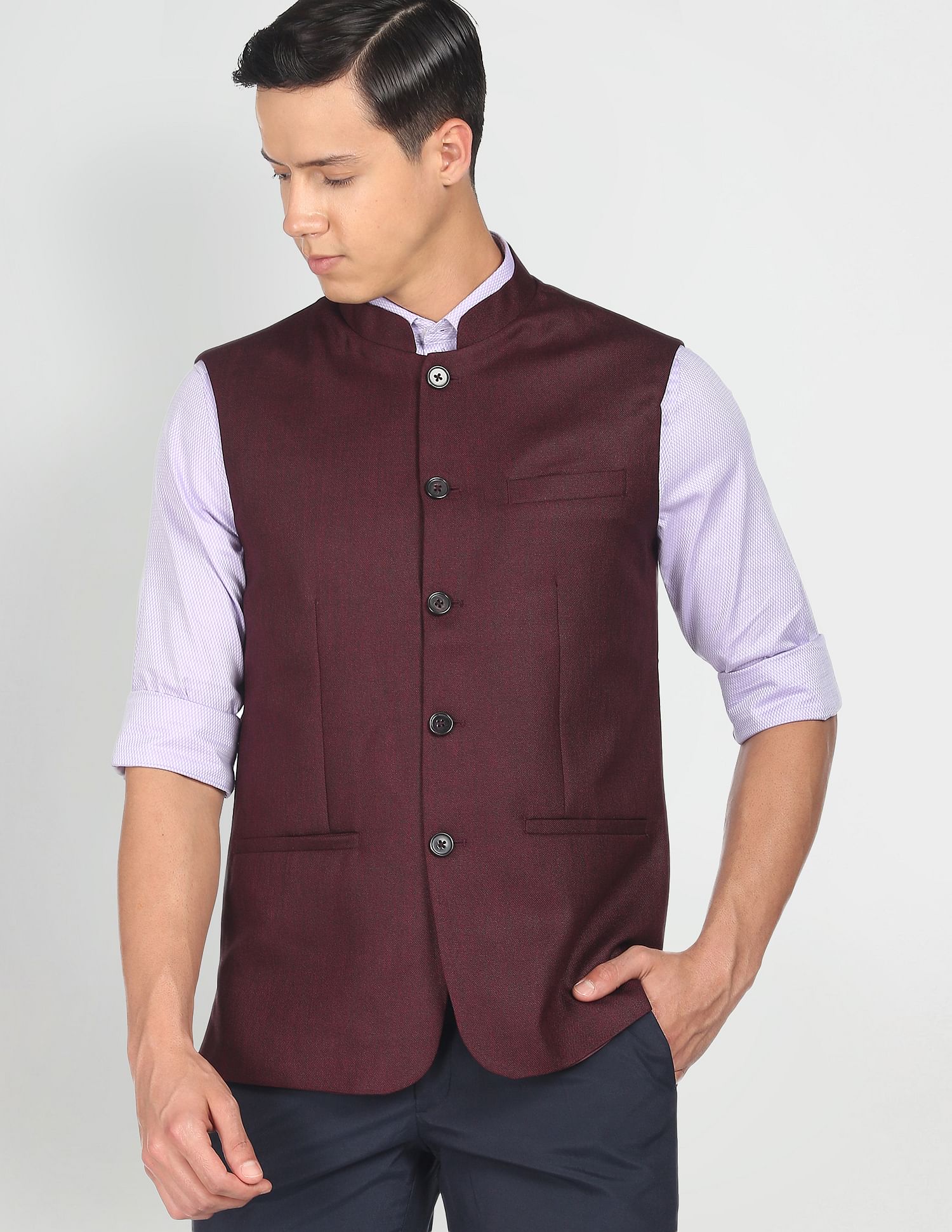 Maroon colour nehru jacket best sale