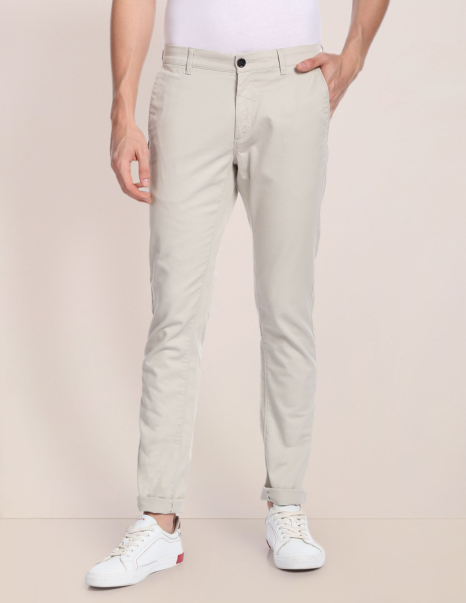 U.S. Polo Assn. Austin Trim Fit Textured Casual Trousers