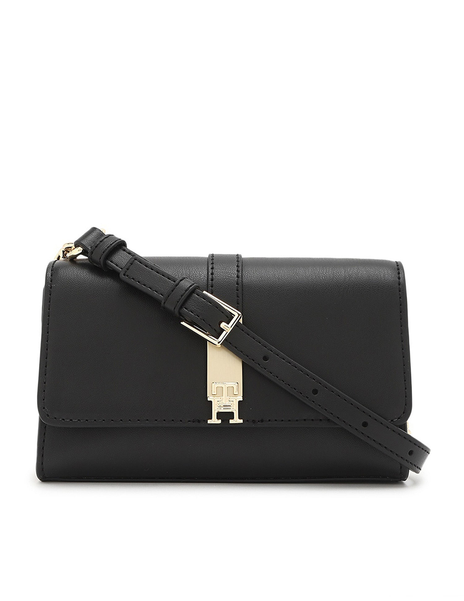 Tommy Hilfiger Solid Black Pu Sling Bag