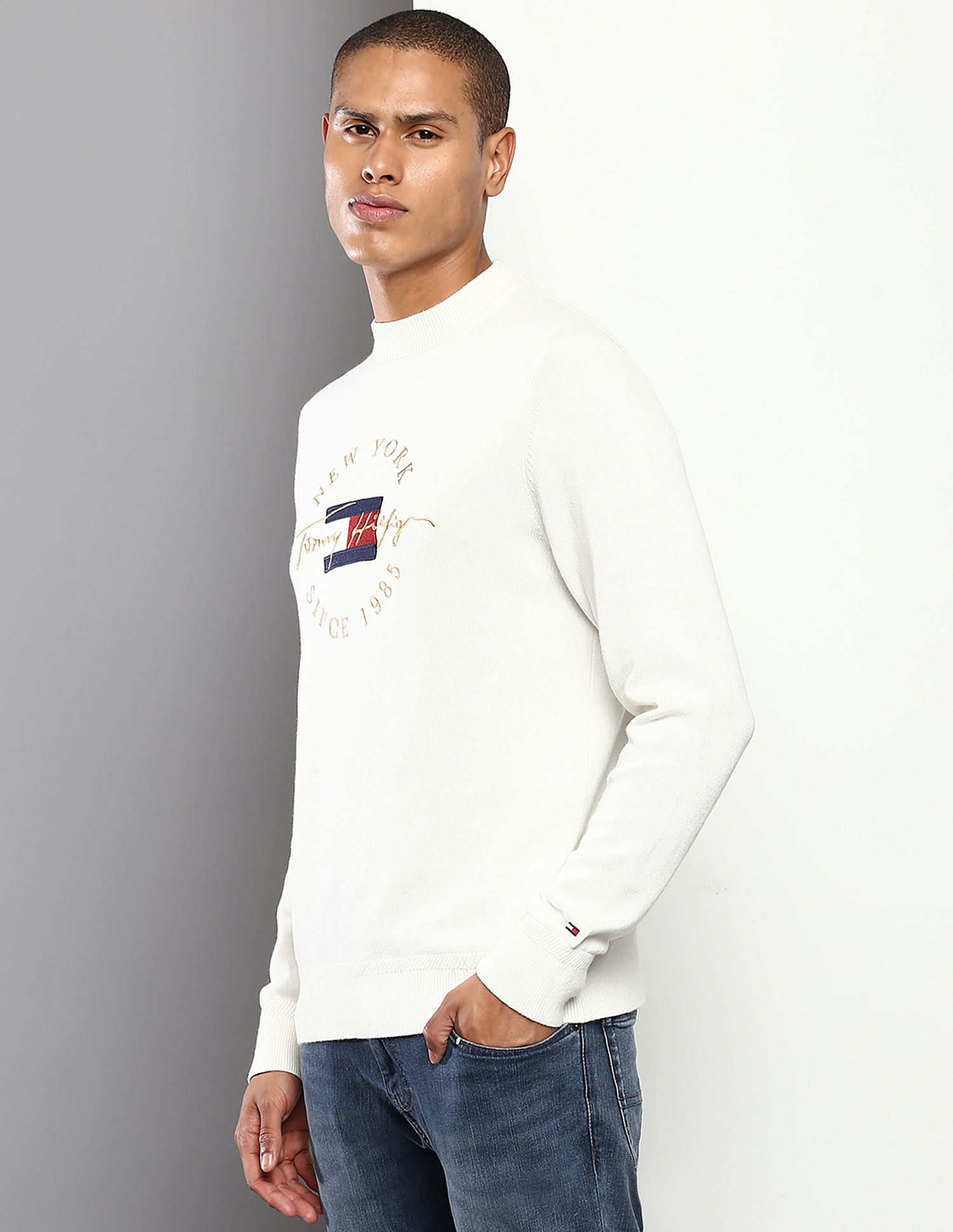 Tommy icons clearance mock neck jumper