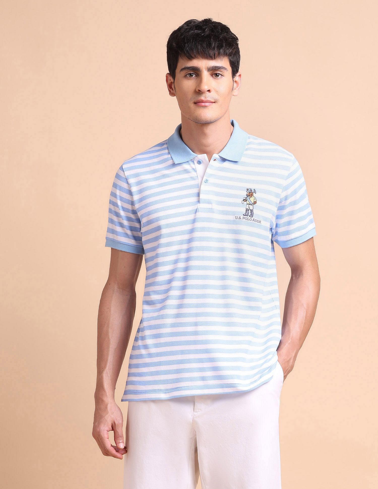 U.S. Polo Assn. Horizontal Striped Slim Fit Polo Shirt