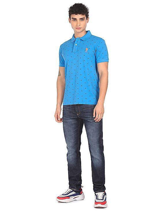 U.S. Polo Assn. Ribbed Collar Printed Polo Shirt