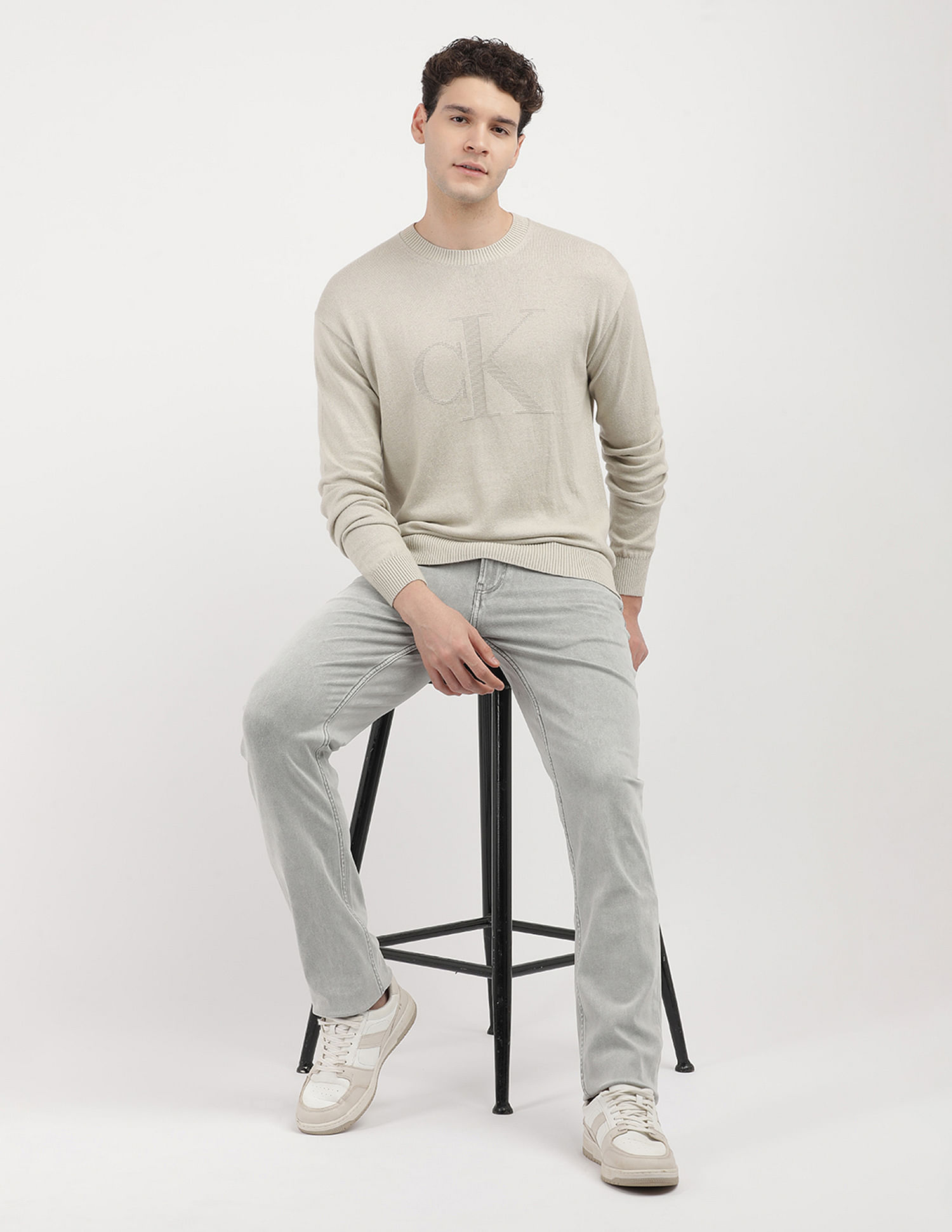 Calvin Klein Jeans Intarsia Mix Stitch Logo Sweater