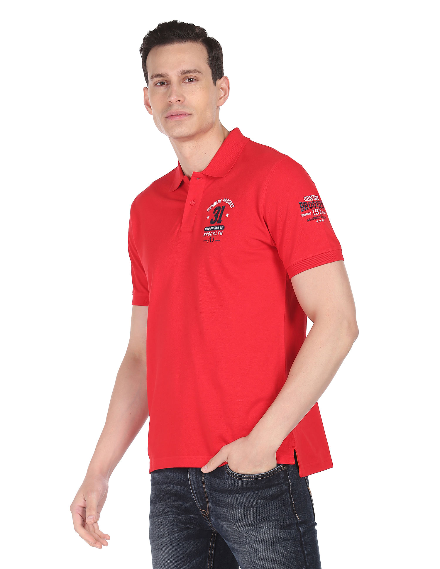 AD by Arvind Solid Sporty Polo Shirt