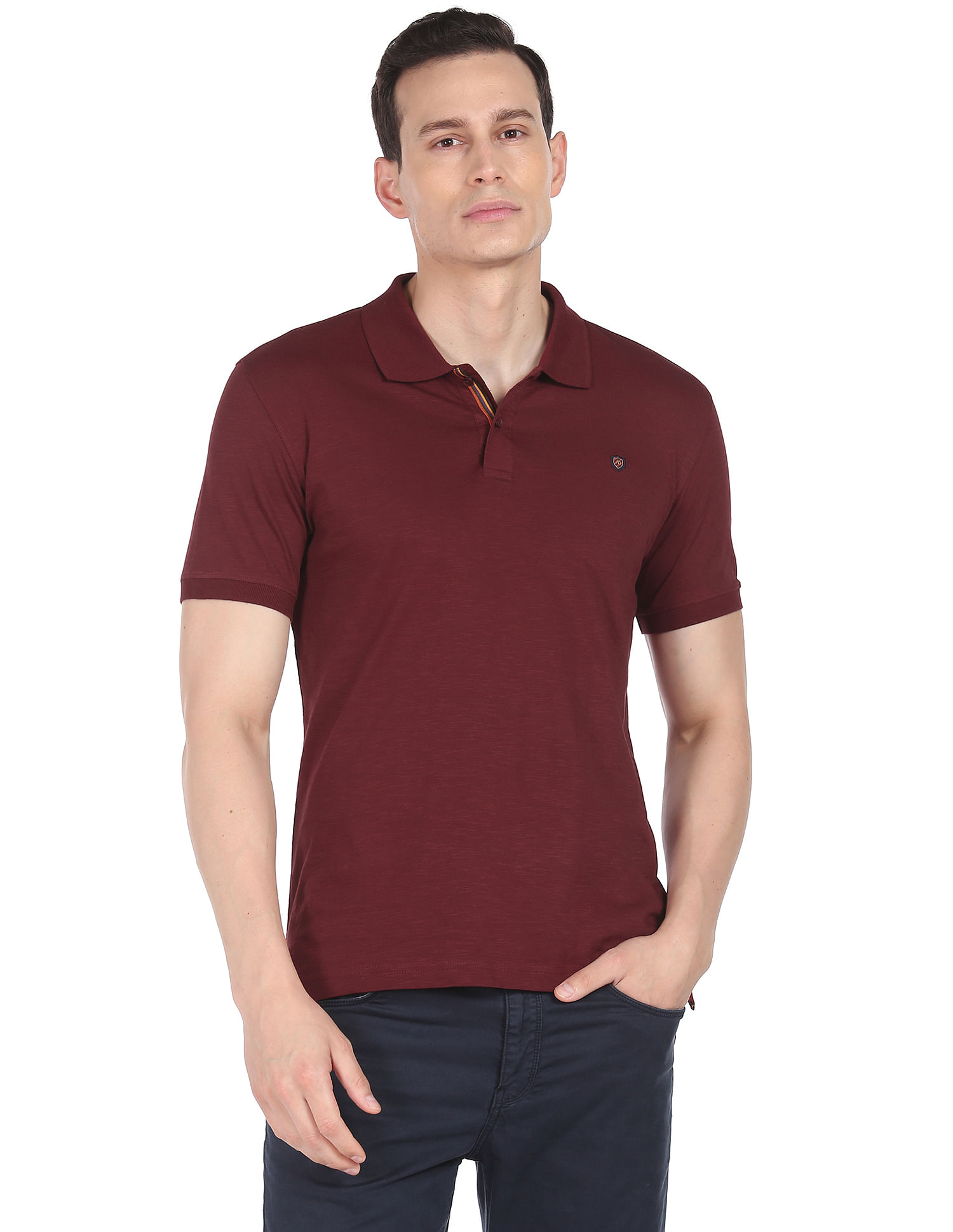 AD by Arvind Modern Jersey Slub Polo Shirt