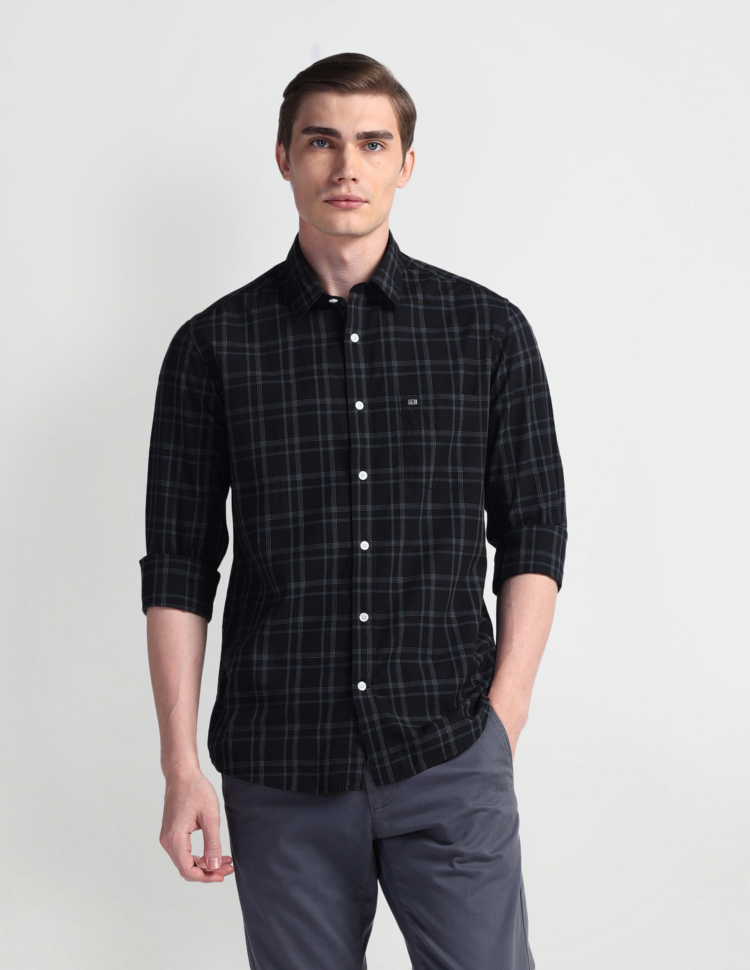 Arrow Sport Manhattan Slim Fit Checked Shirt