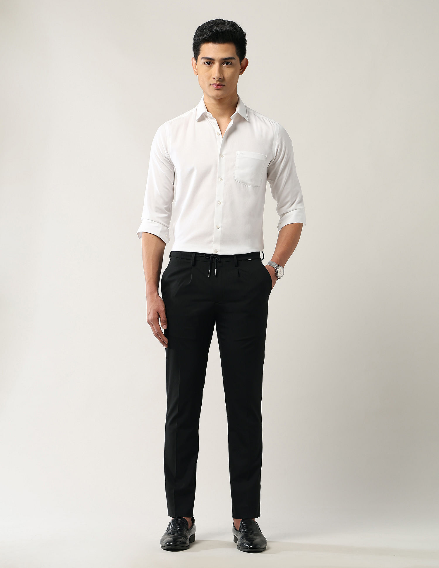 Arrow Newyork Mid Rise Textured Trousers