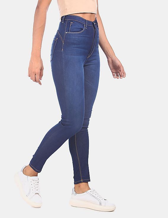 Flying Machine Women Twiggy Super Skinny Fit Whiskered Jeans