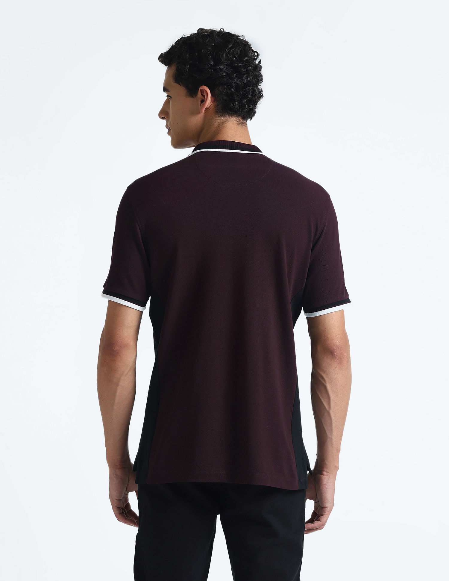 Flying Machine Contrast Panel Pique Polo Shirt