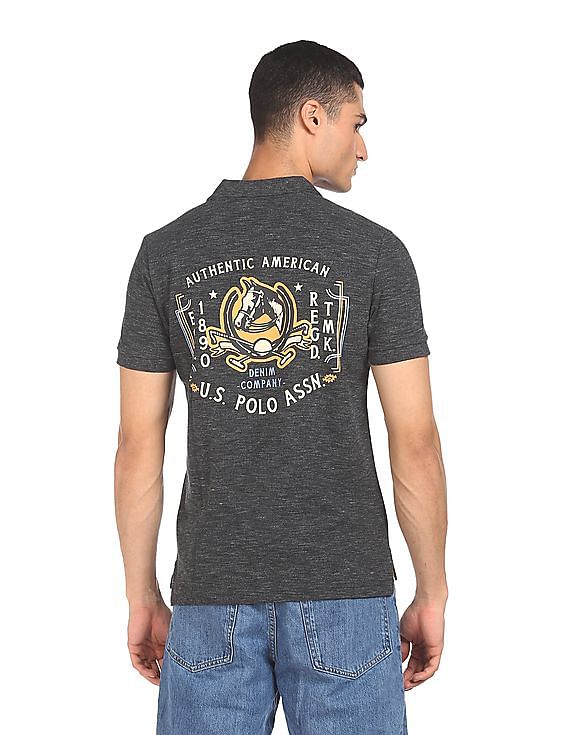U.S. Polo Assn. Denim Co. Brand Print Heathered Polo Shirt