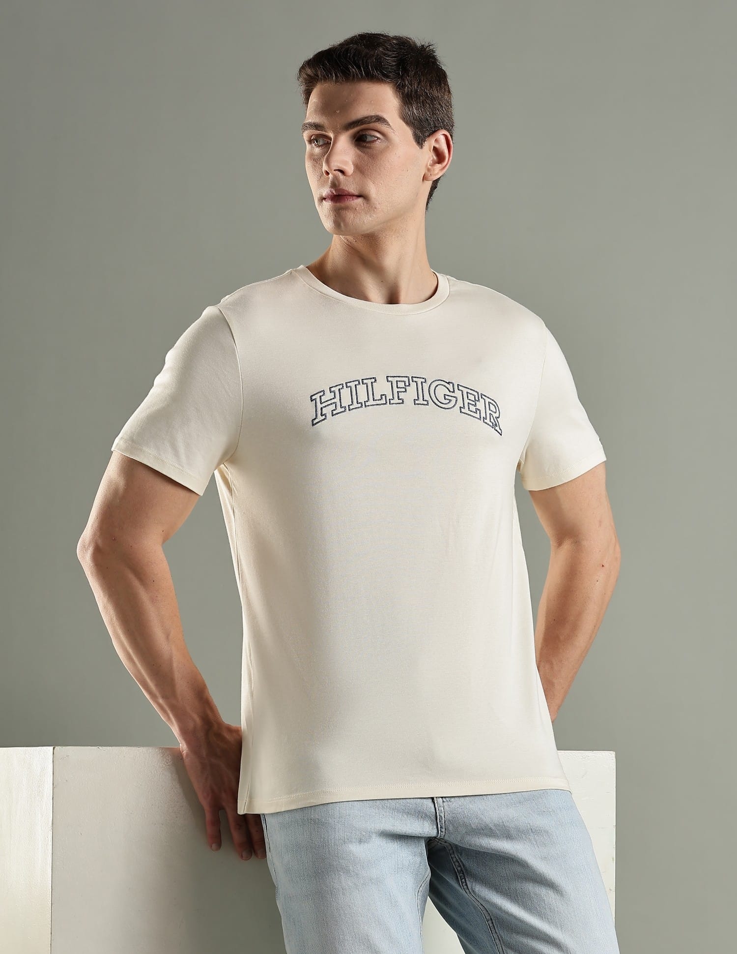 Buy Tommy Hilfiger F25HMKT144 OFF WHITE Mens T-Shirt
