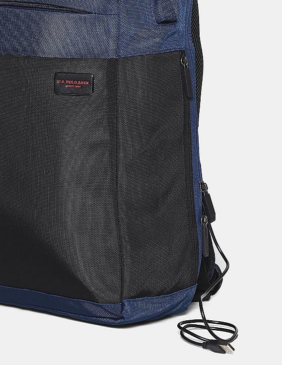 U.S. Polo Assn. Navy And Black Colour Block Laptop Backpack
