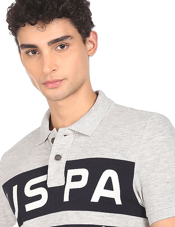 U.S. Polo Assn. Denim Co. Brand Print Colour Block Polo Shirt
