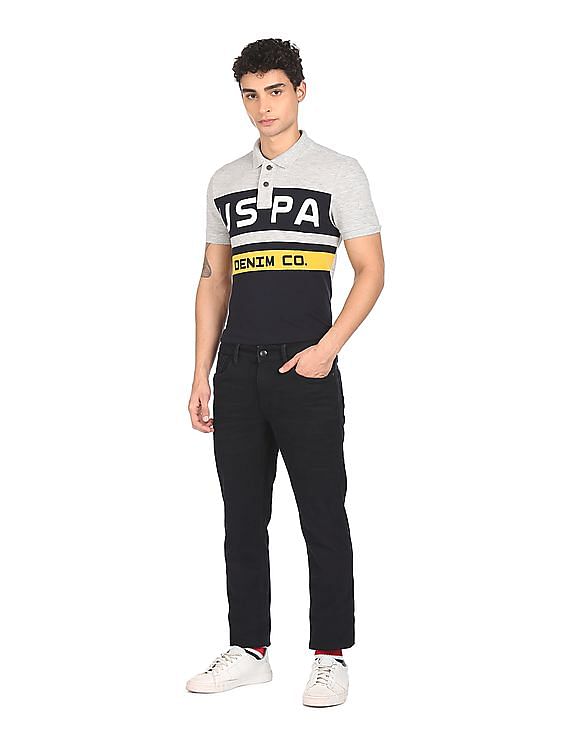 U.S. Polo Assn. Denim Co. Brand Print Colour Block Polo Shirt