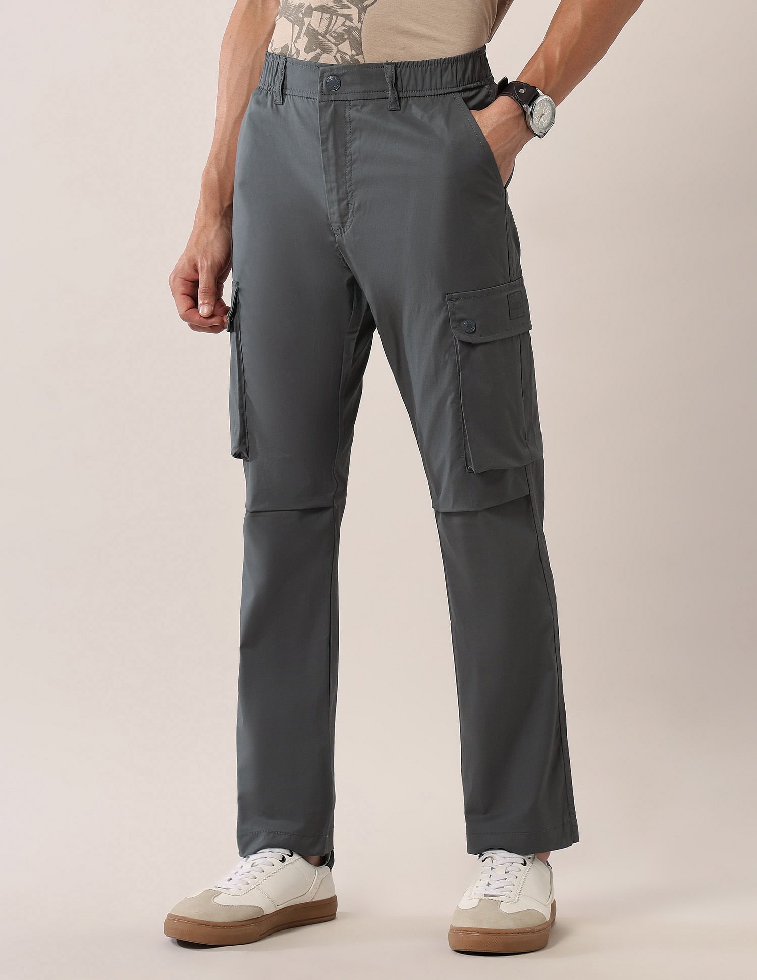 U.S. Polo Assn. Denim Co. Mid Rise Solid Straight Fit Cargos