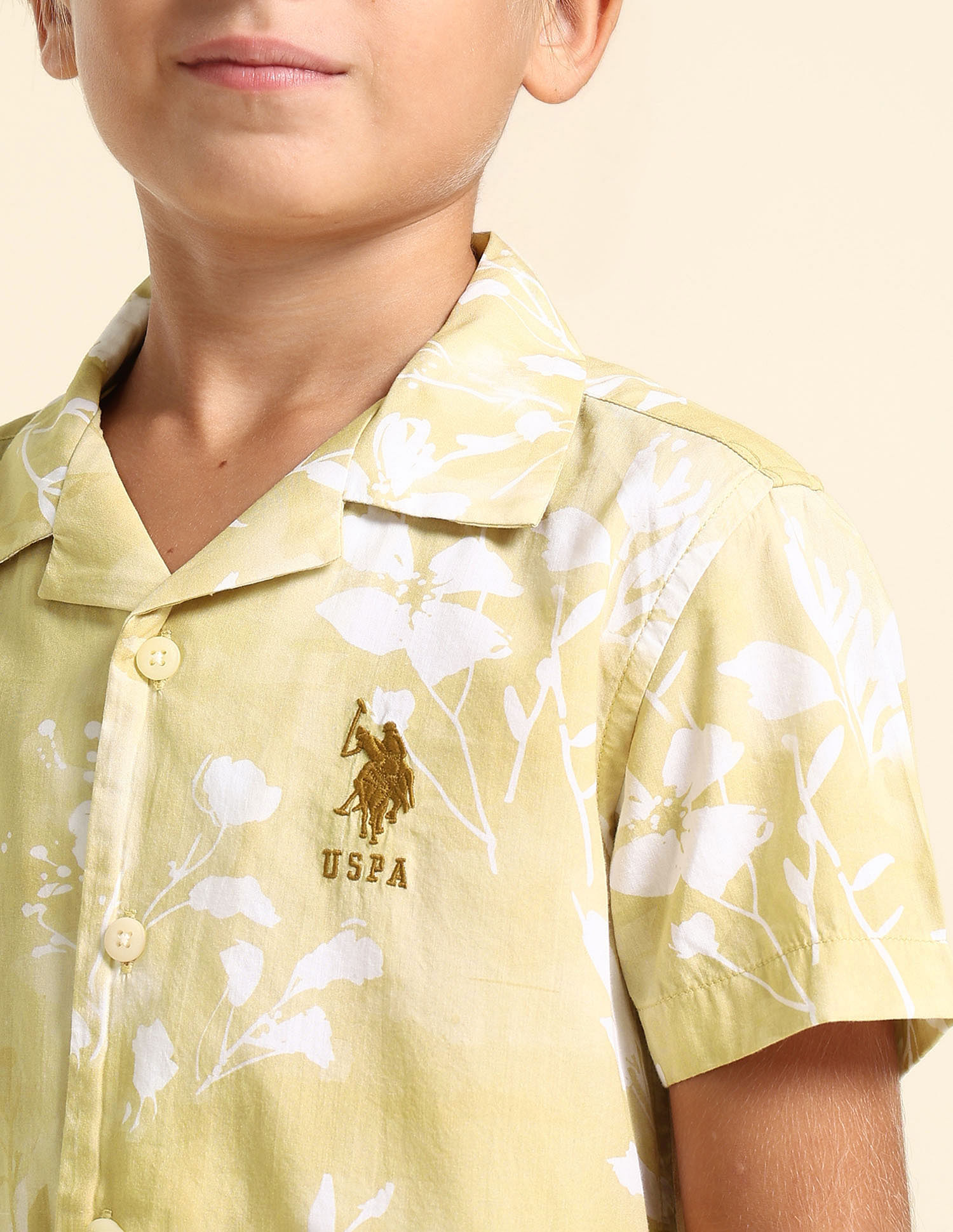 U.S. Polo Assn. Kids Boys Floral Printed Regular Fit Shirt