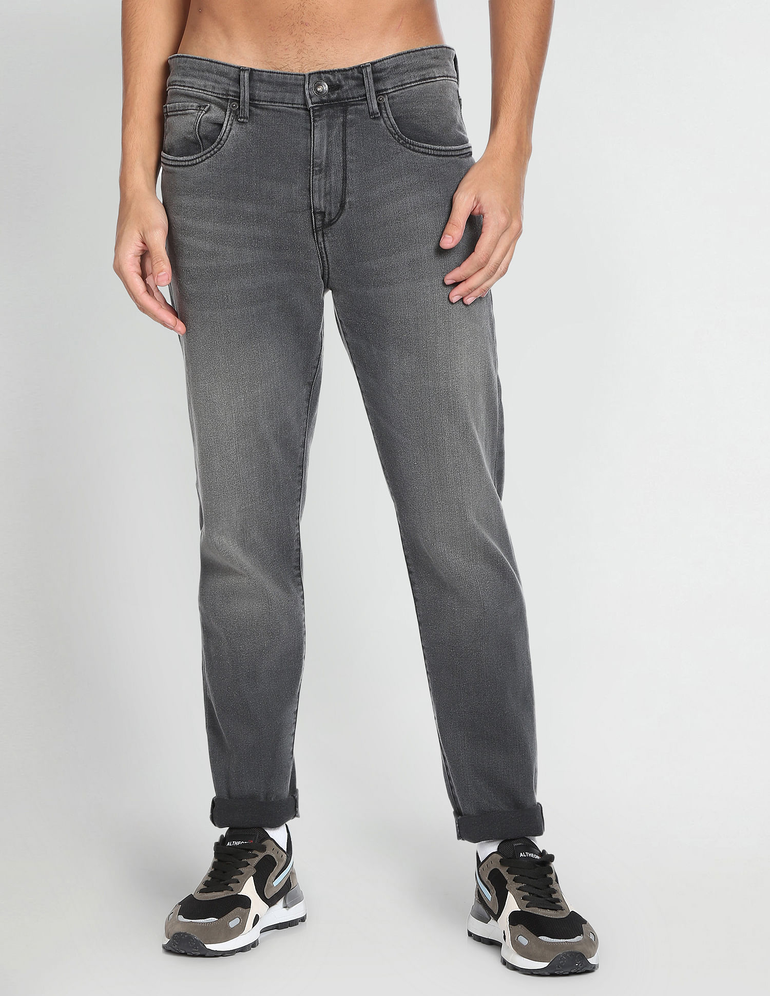 Flying Machine Slash Slim Tapered Fit Rinsed Jeans