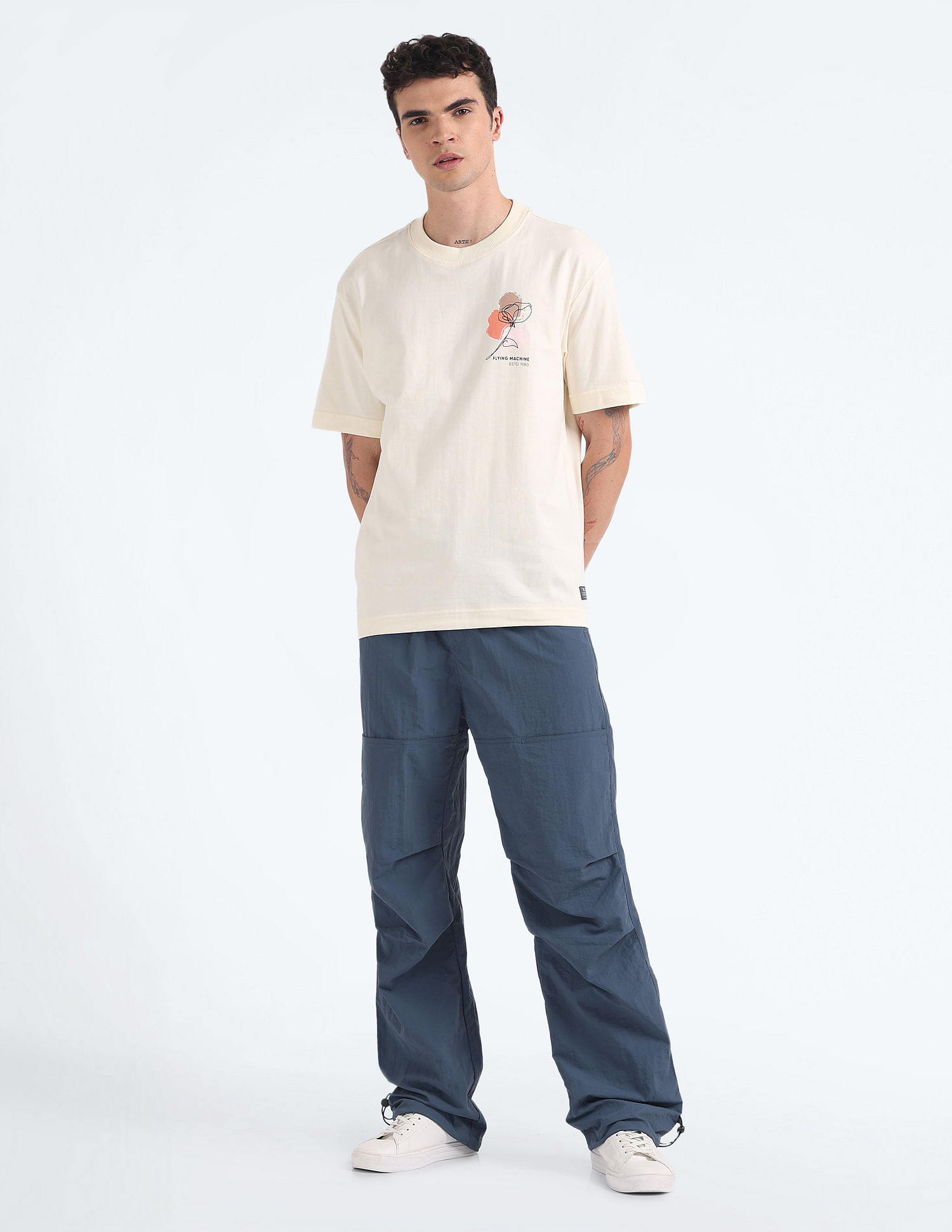 Flying Machine Mid Rise Loose Fit Cargo Pants