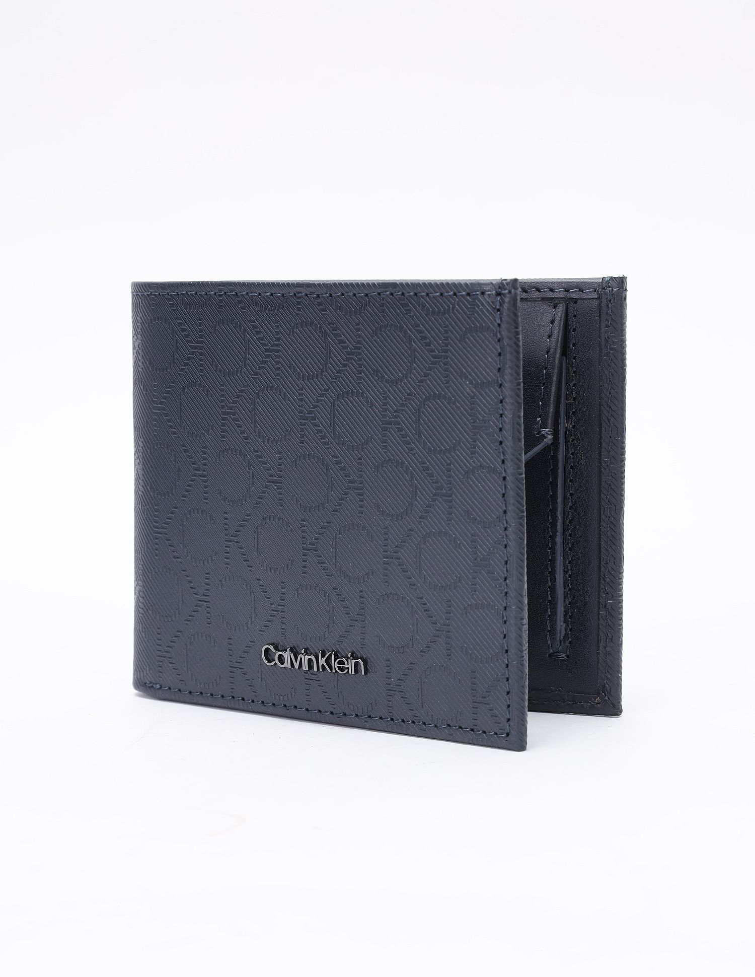 Calvin Klein Logo Navy Leather Bi-Fold Wallet