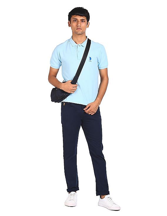 U.S. Polo Assn. Ribbed Collar Solid Polo Shirt